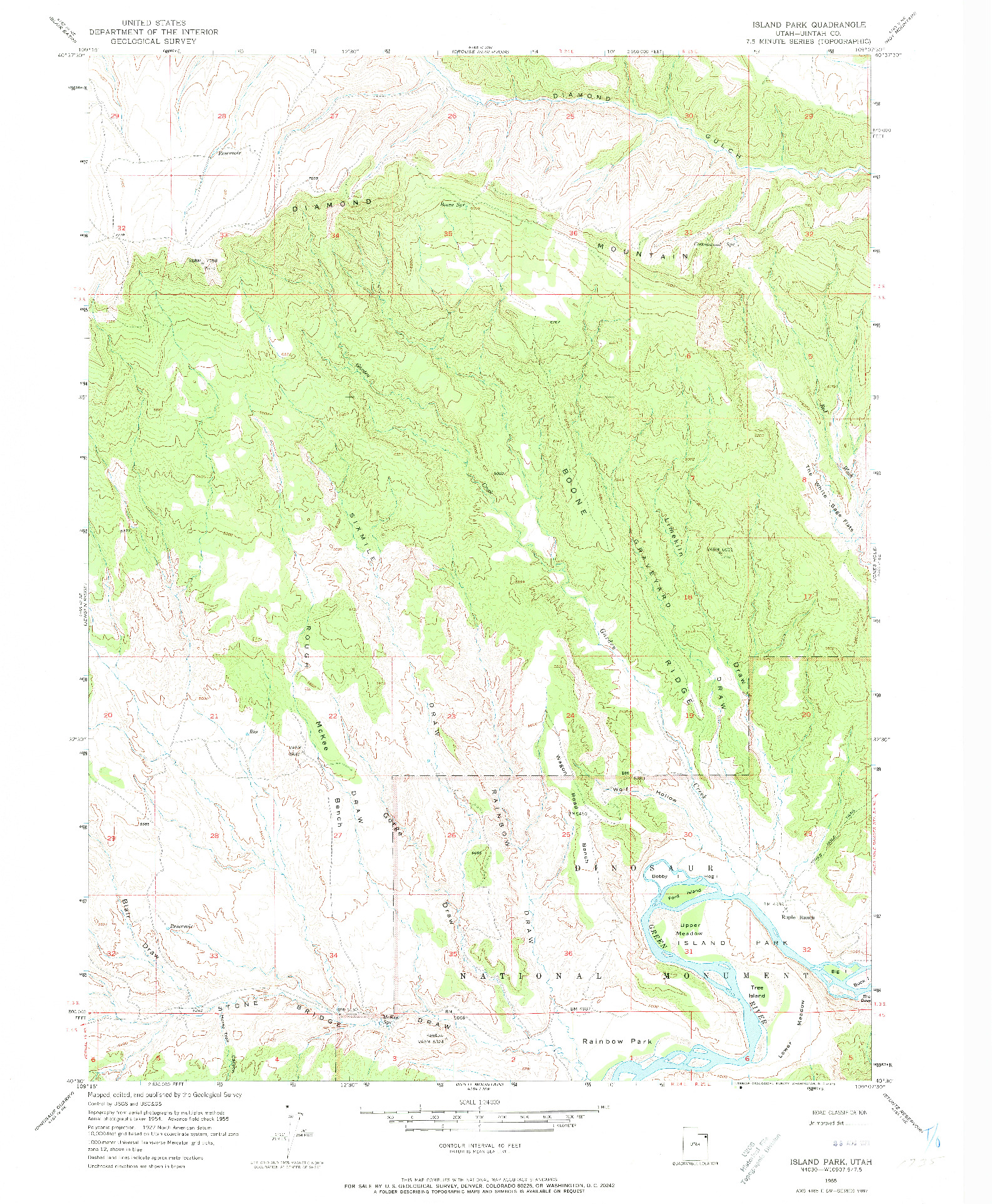 USGS 1:24000-SCALE QUADRANGLE FOR ISLAND PARK, UT 1955