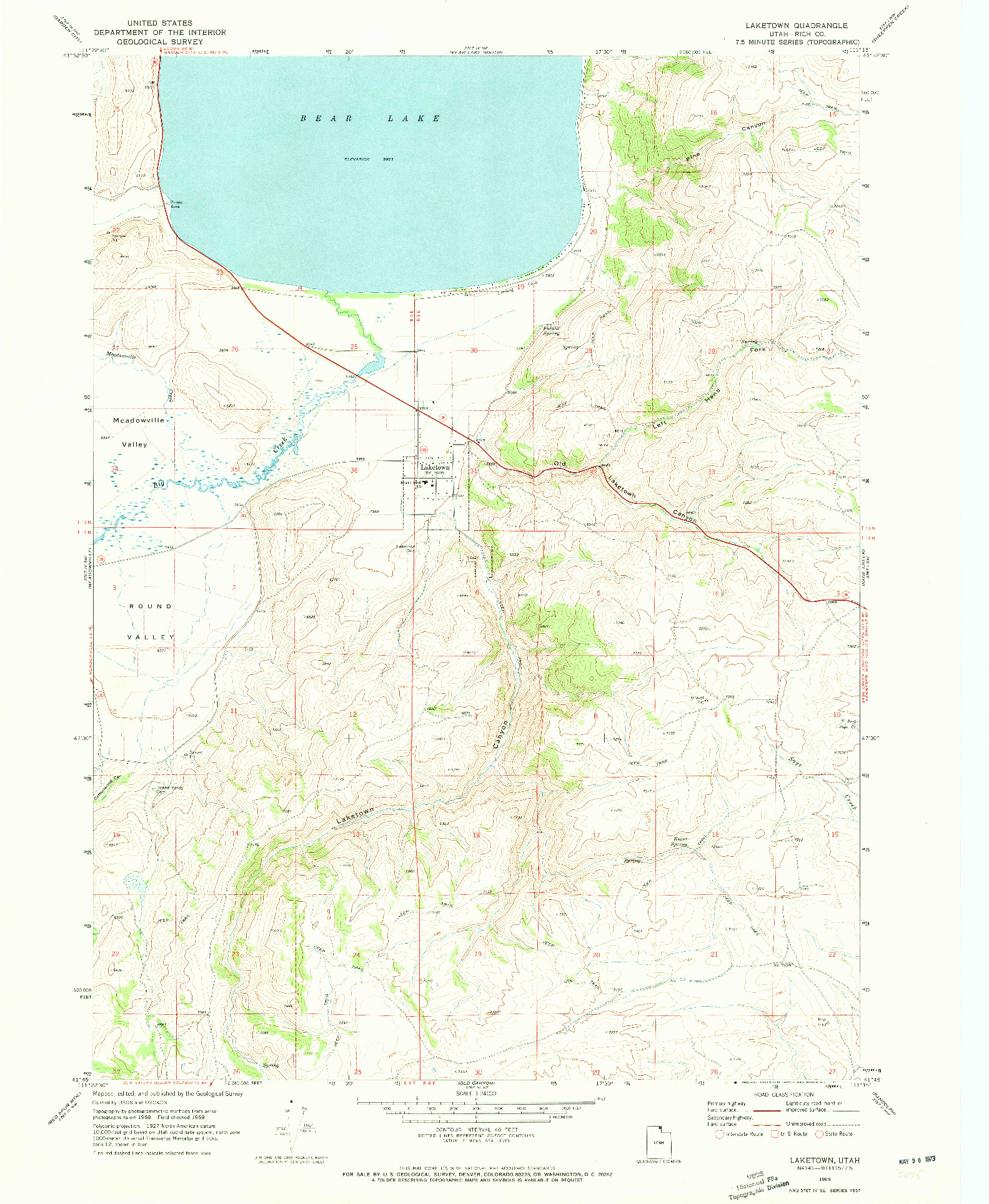 USGS 1:24000-SCALE QUADRANGLE FOR LAKETOWN, UT 1969