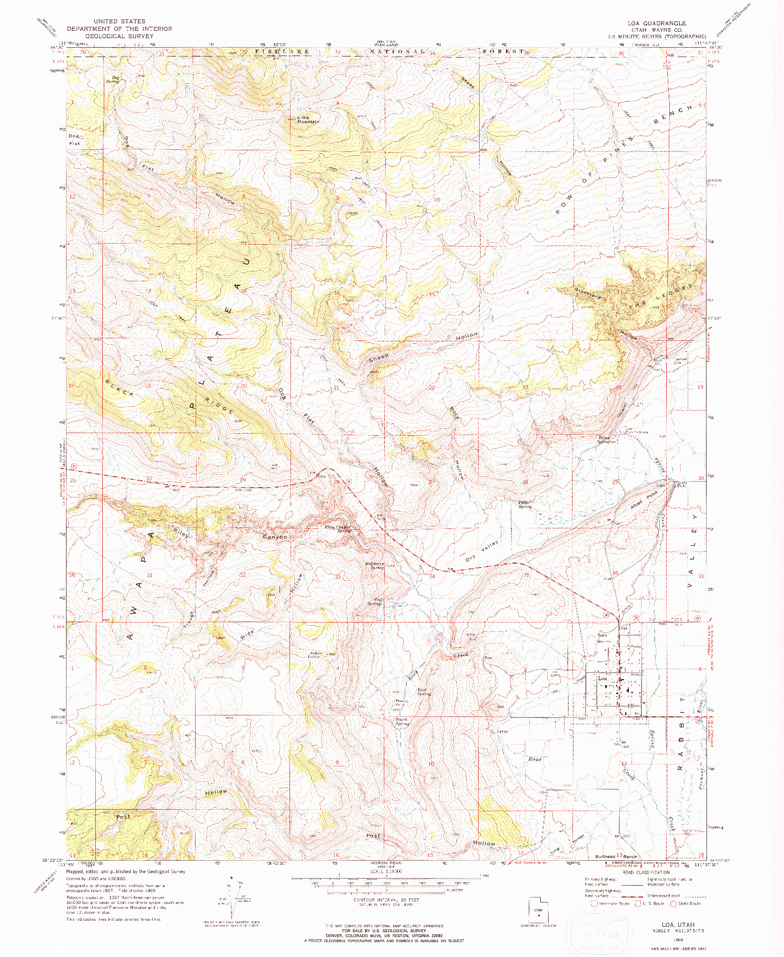 USGS 1:24000-SCALE QUADRANGLE FOR LOA, UT 1969
