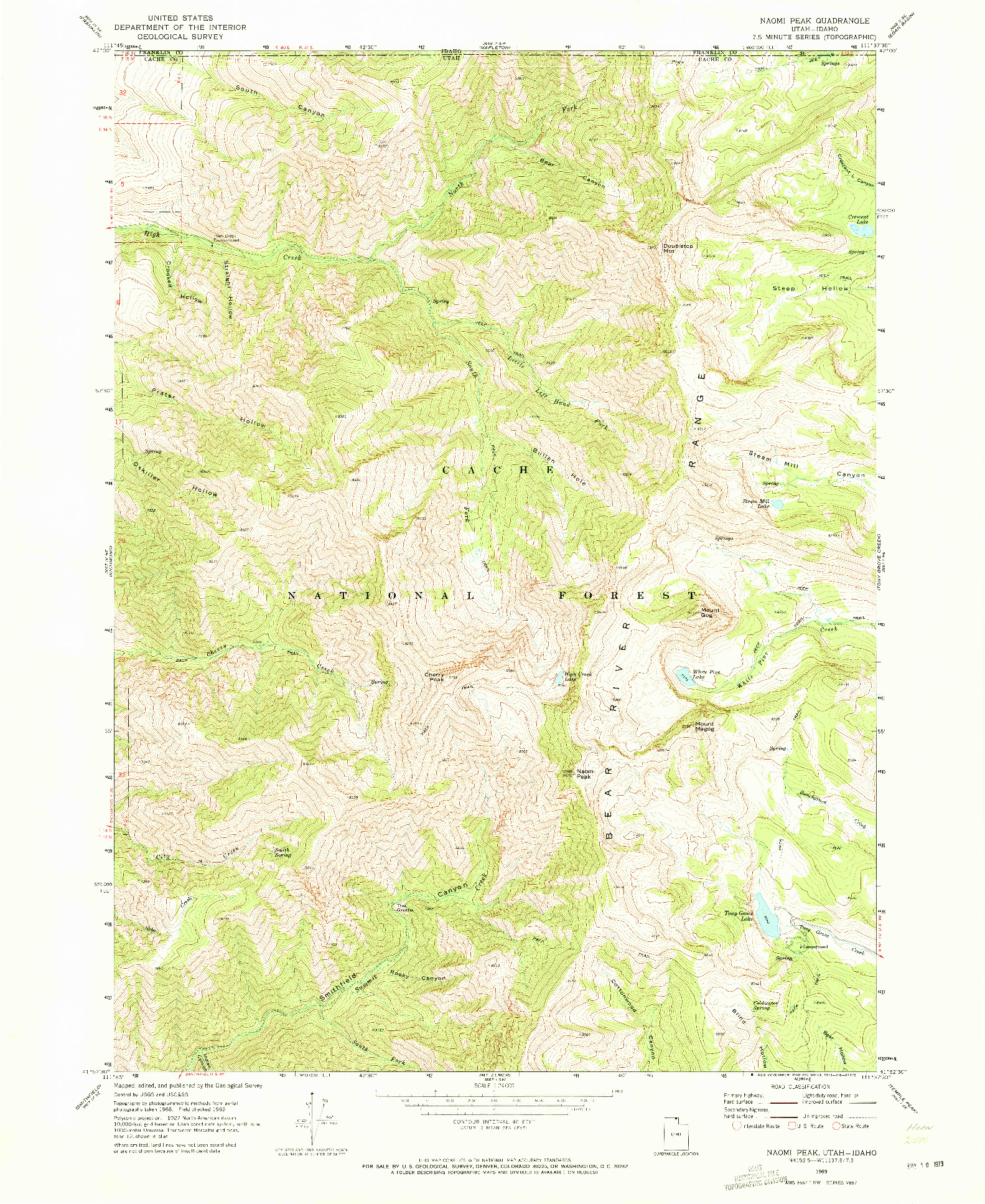 USGS 1:24000-SCALE QUADRANGLE FOR NAOMI PEAK, UT 1969