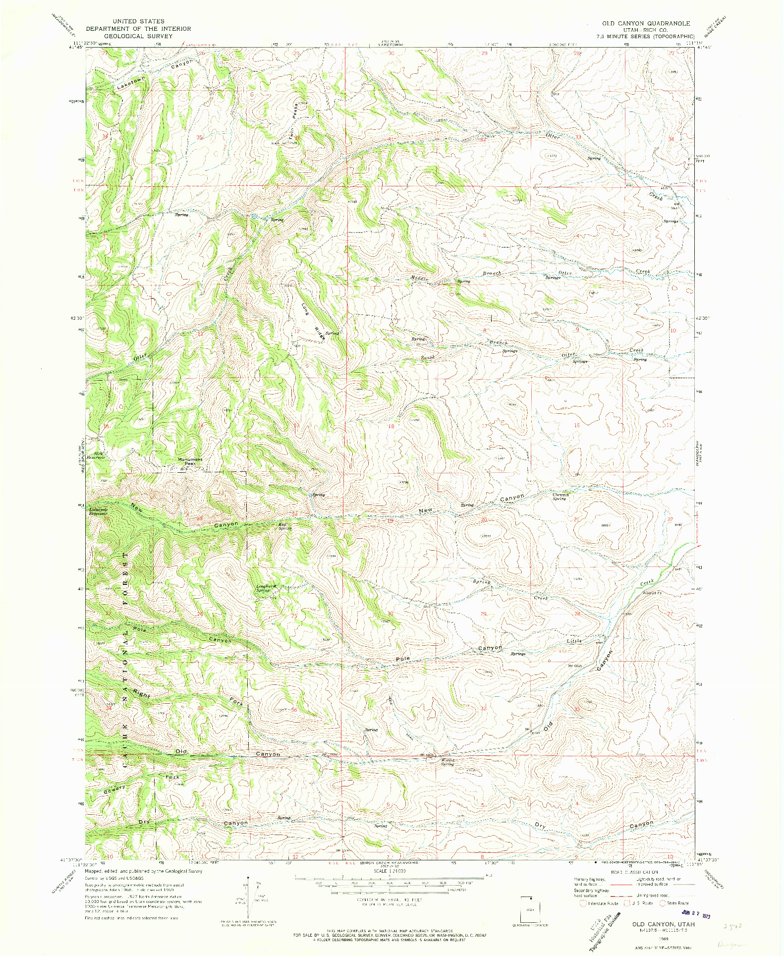 USGS 1:24000-SCALE QUADRANGLE FOR OLD CANYON, UT 1969