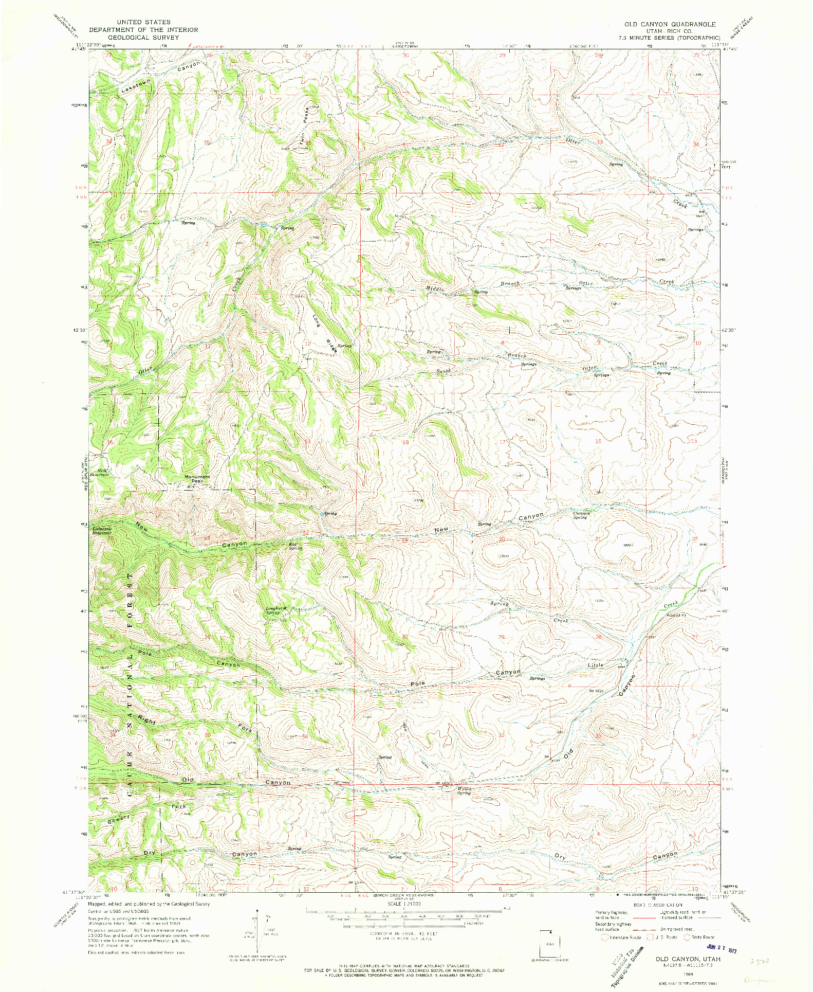 USGS 1:24000-SCALE QUADRANGLE FOR OLD CANYON, UT 1969
