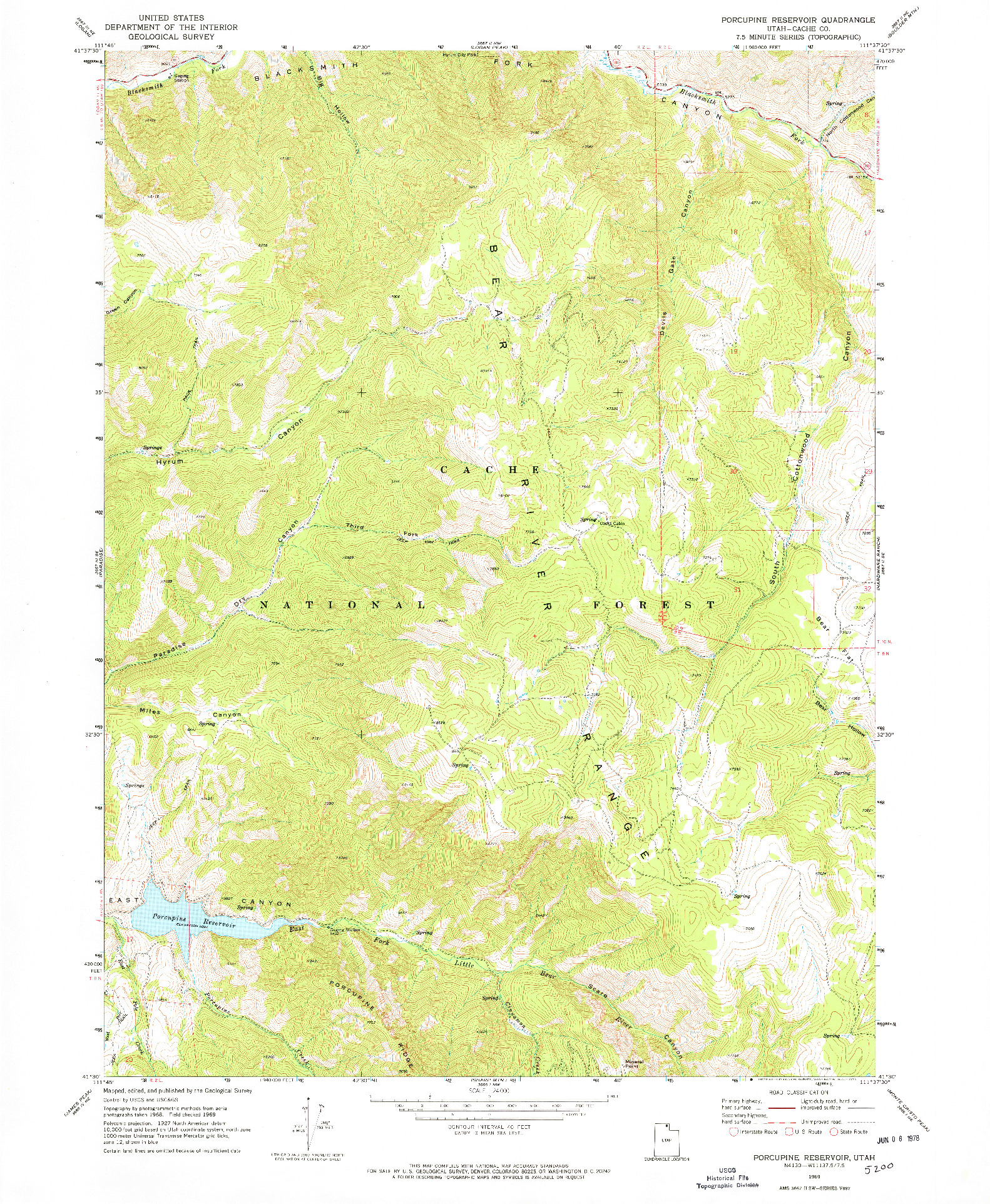 USGS 1:24000-SCALE QUADRANGLE FOR PORCUPINE RESERVOIR, UT 1969