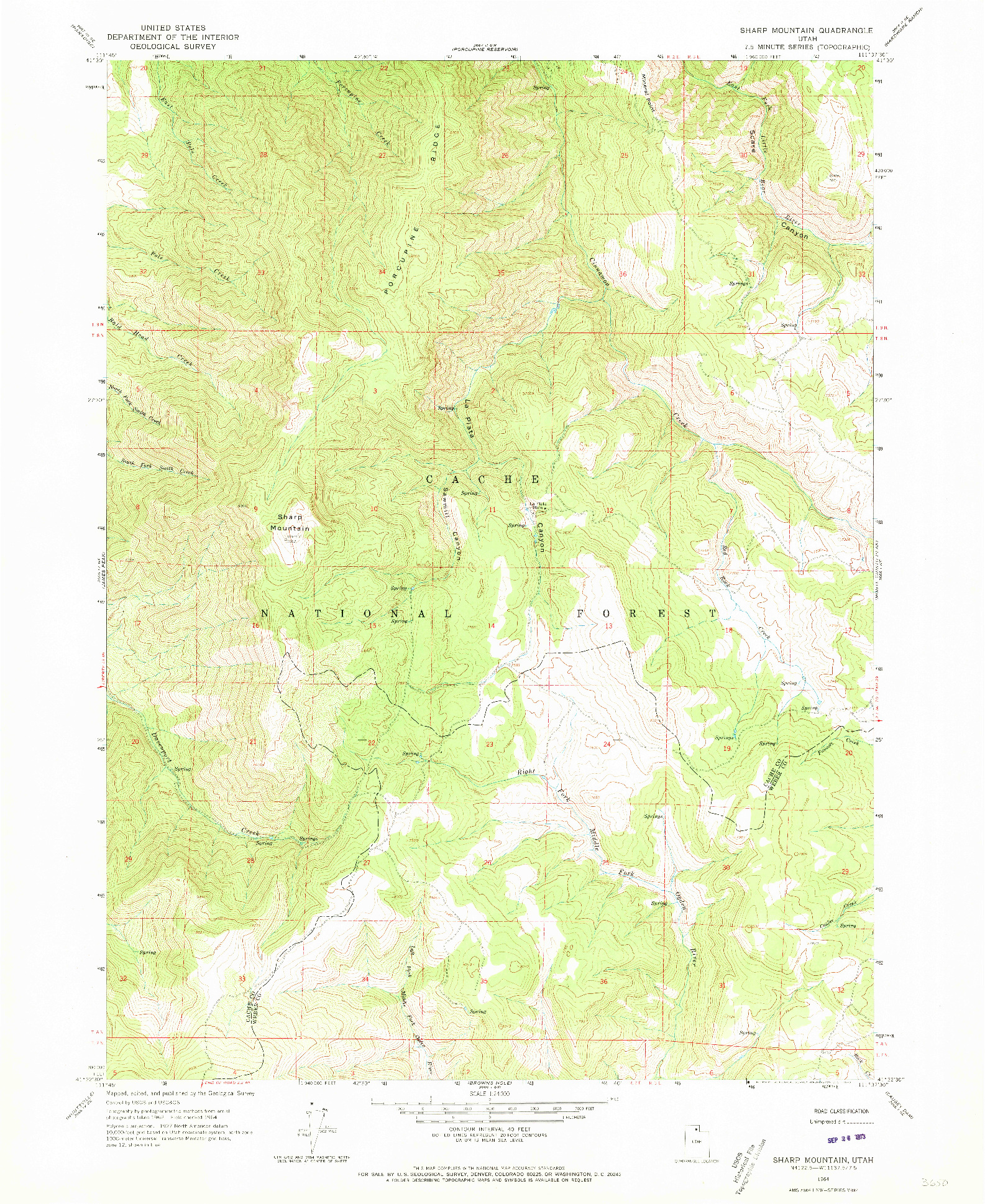 USGS 1:24000-SCALE QUADRANGLE FOR SHARP MOUNTAIN, UT 1964