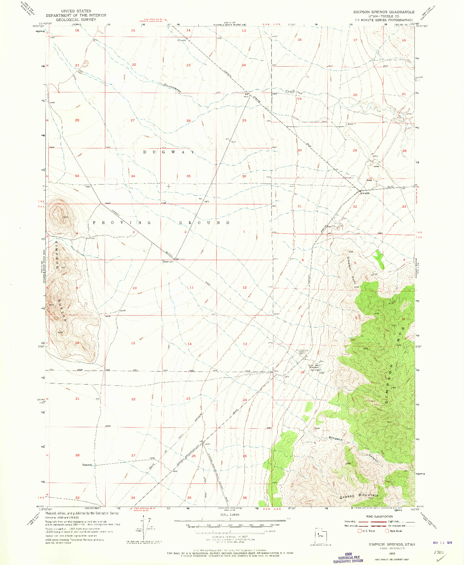 USGS 1:24000-SCALE QUADRANGLE FOR SIMPSON SPRINGS, UT 1955