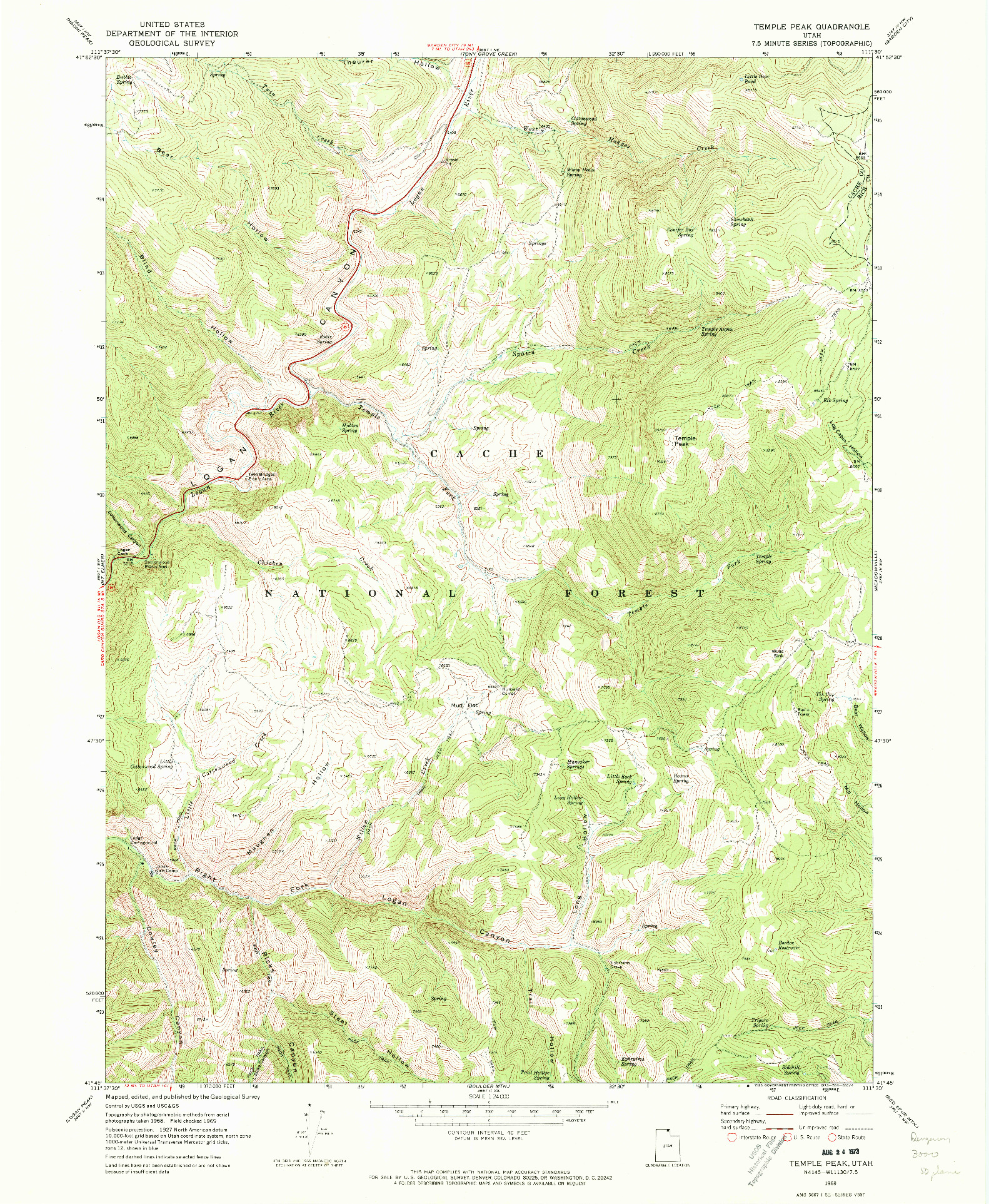 USGS 1:24000-SCALE QUADRANGLE FOR TEMPLE PEAK, UT 1969