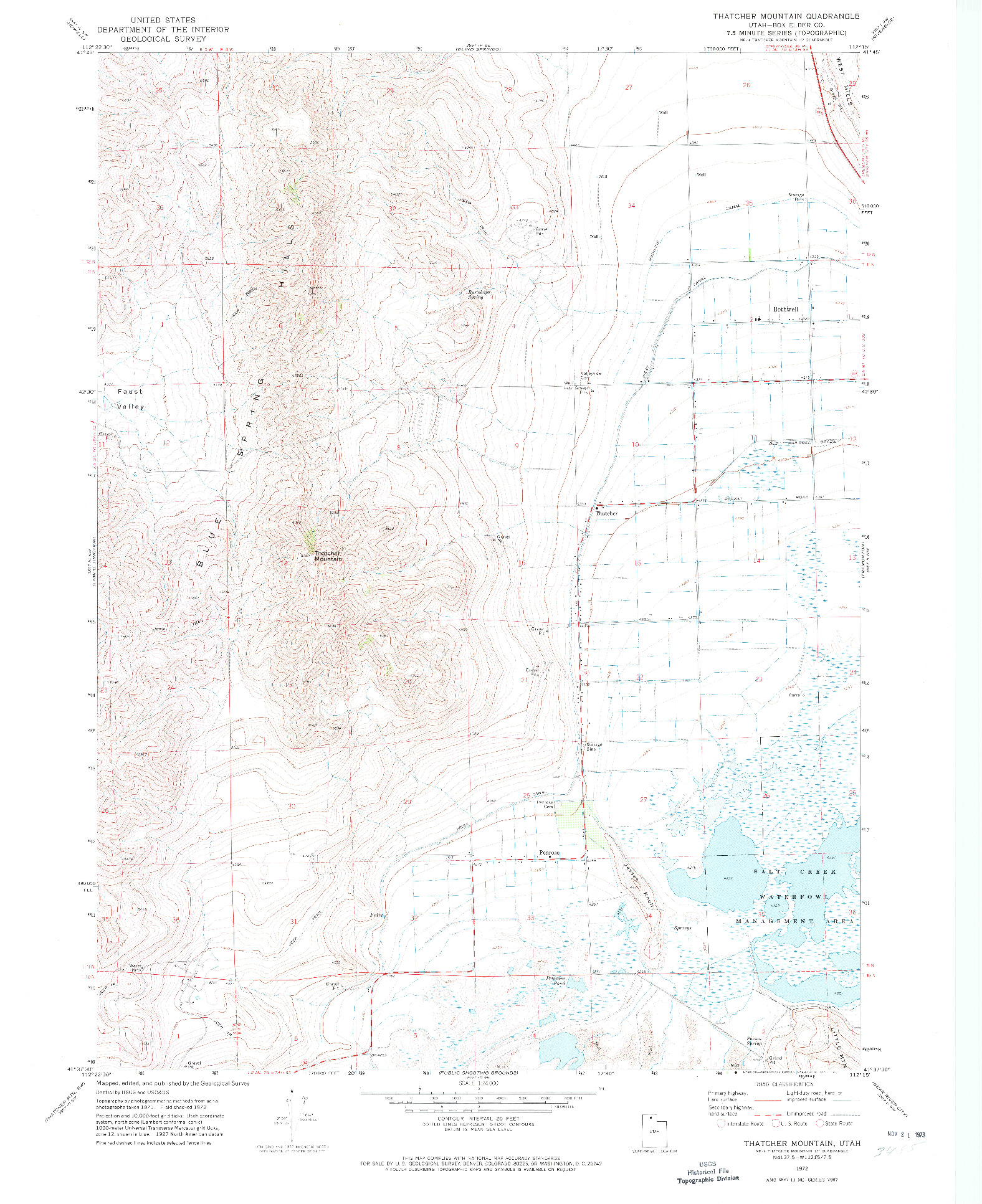 USGS 1:24000-SCALE QUADRANGLE FOR THATCHER MOUNTAIN, UT 1972