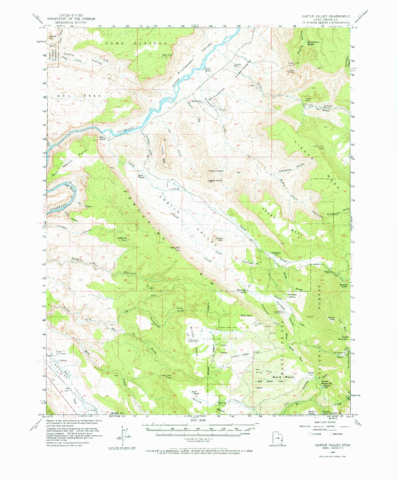 USGS 1:62500-SCALE QUADRANGLE FOR CASTLE VALLEY, UT 1954