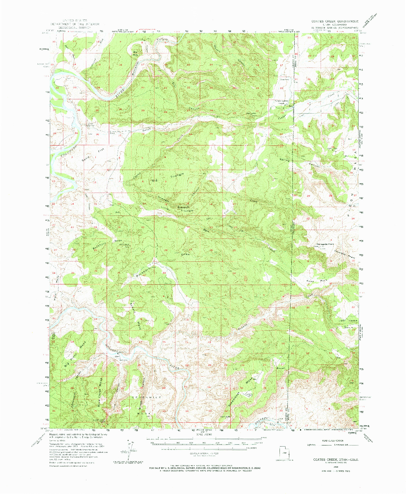 USGS 1:62500-SCALE QUADRANGLE FOR COATES CREEK, UT 1954