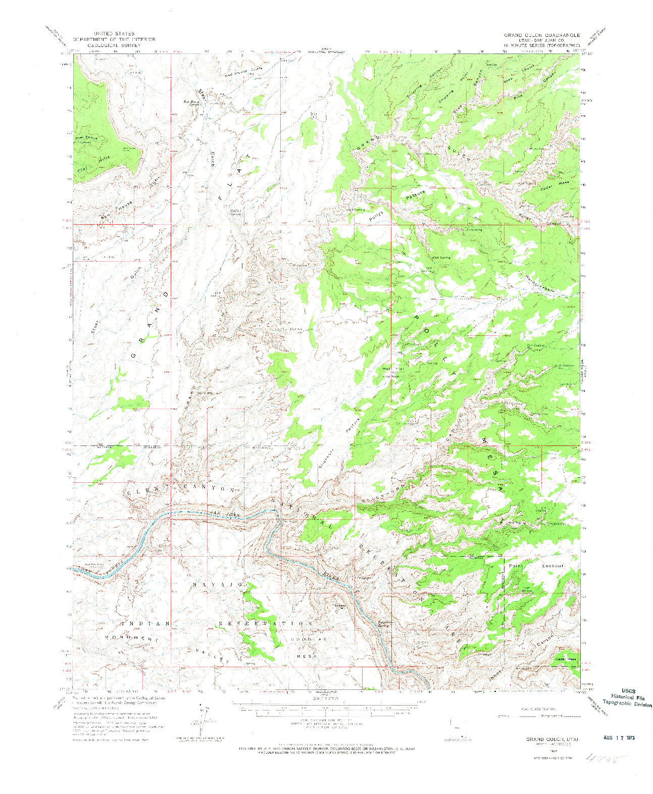 USGS 1:62500-SCALE QUADRANGLE FOR GRAND GULCH, UT 1963