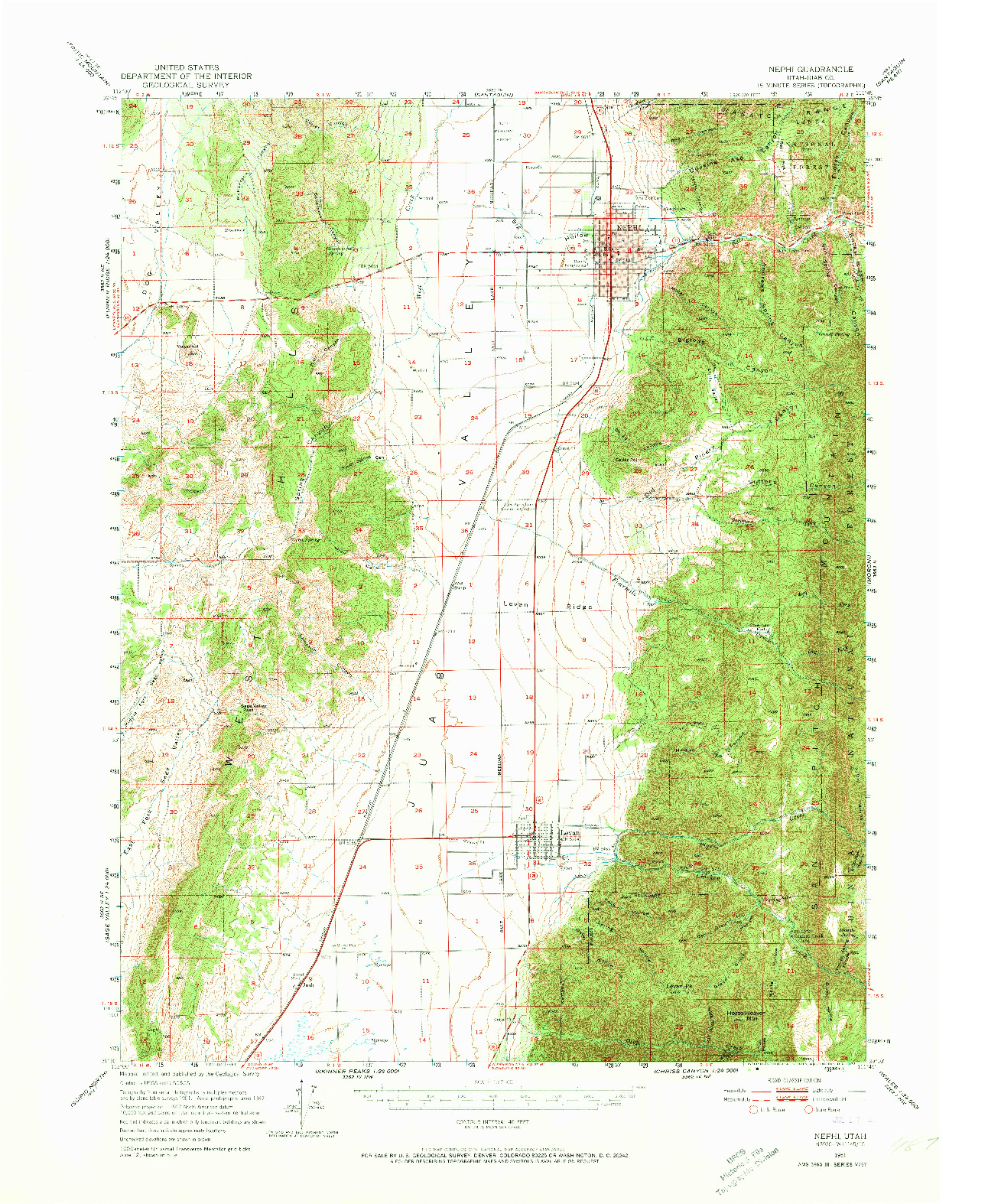 USGS 1:62500-SCALE QUADRANGLE FOR NEPHI, UT 1951