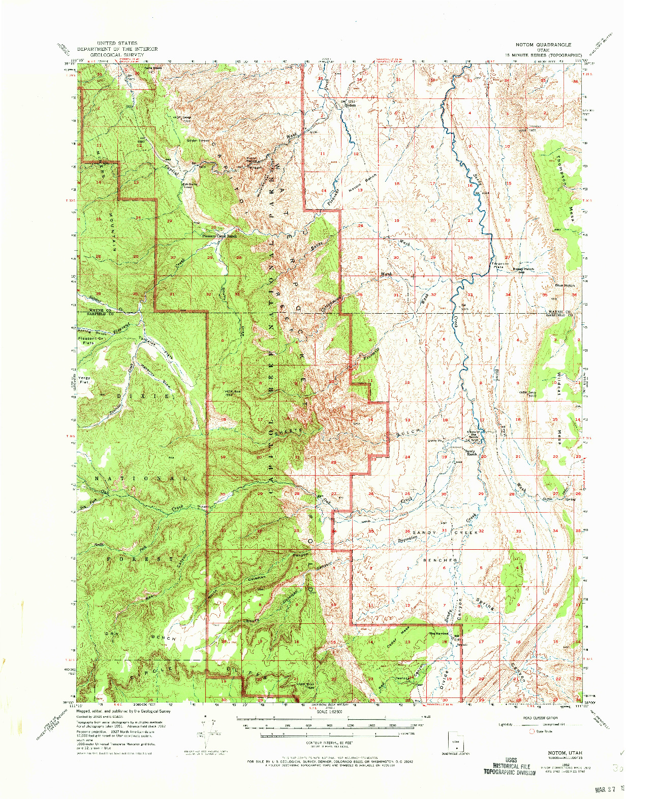 USGS 1:62500-SCALE QUADRANGLE FOR NOTOM, UT 1952