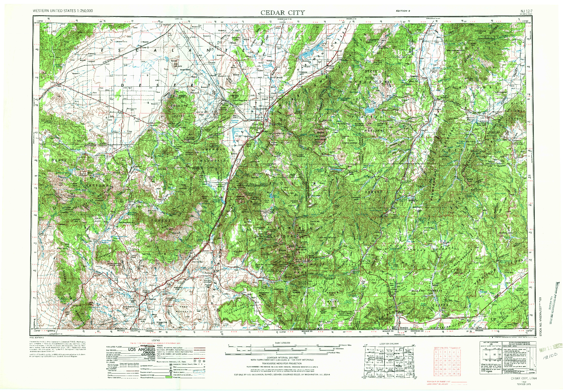 USGS 1:250000-SCALE QUADRANGLE FOR CEDAR CITY, UT 1953