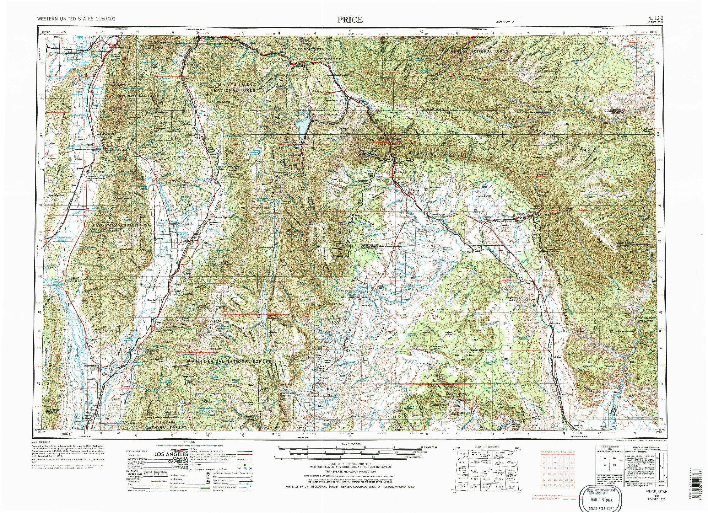 USGS 1:250000-SCALE QUADRANGLE FOR PRICE, UT 1956