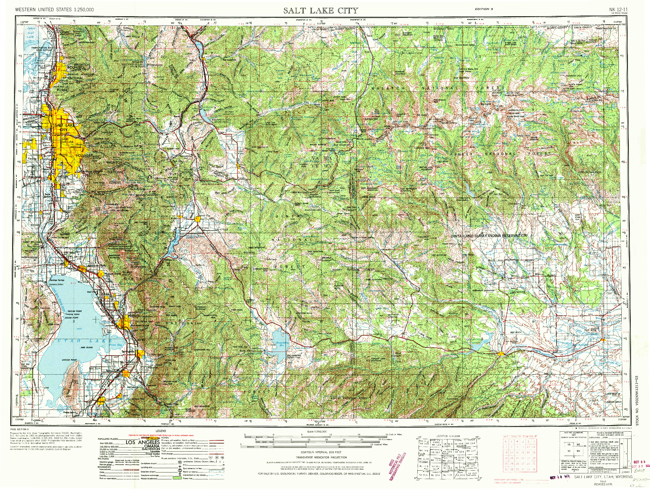 USGS 1:250000-SCALE QUADRANGLE FOR SALT LAKE CITY, UT 1954