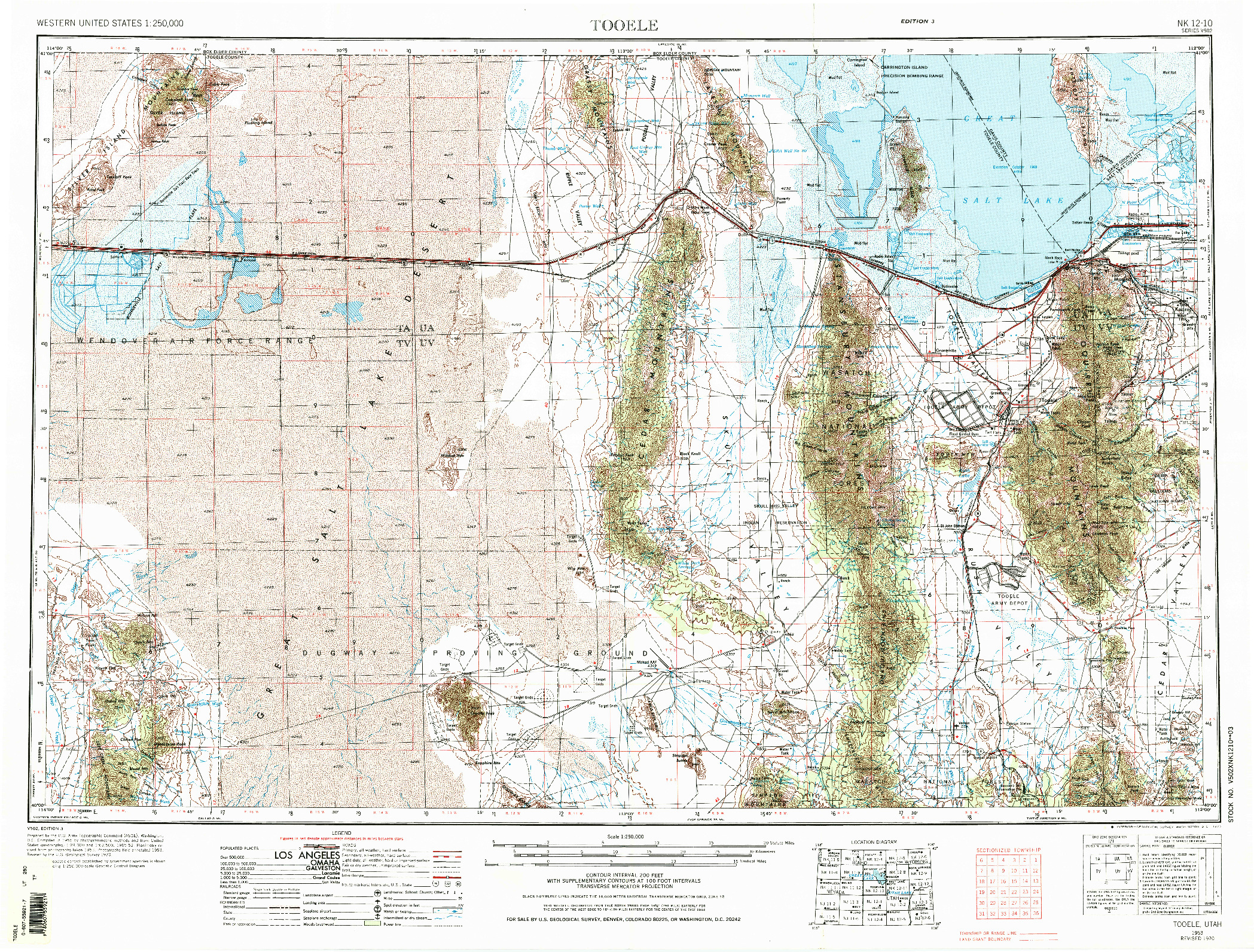 USGS 1:250000-SCALE QUADRANGLE FOR TOOELE, UT 1953