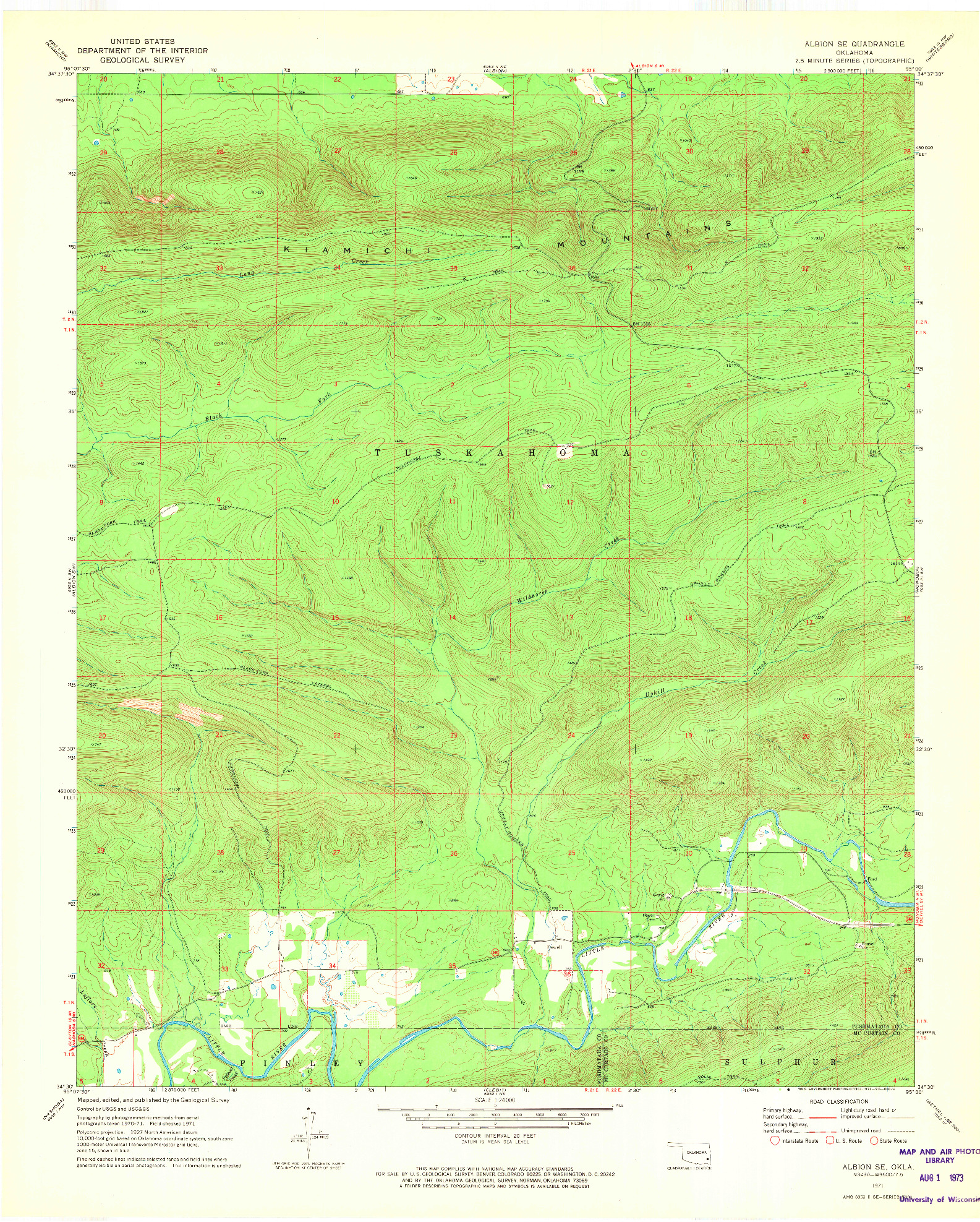 USGS 1:24000-SCALE QUADRANGLE FOR ALBION SE, OK 1971