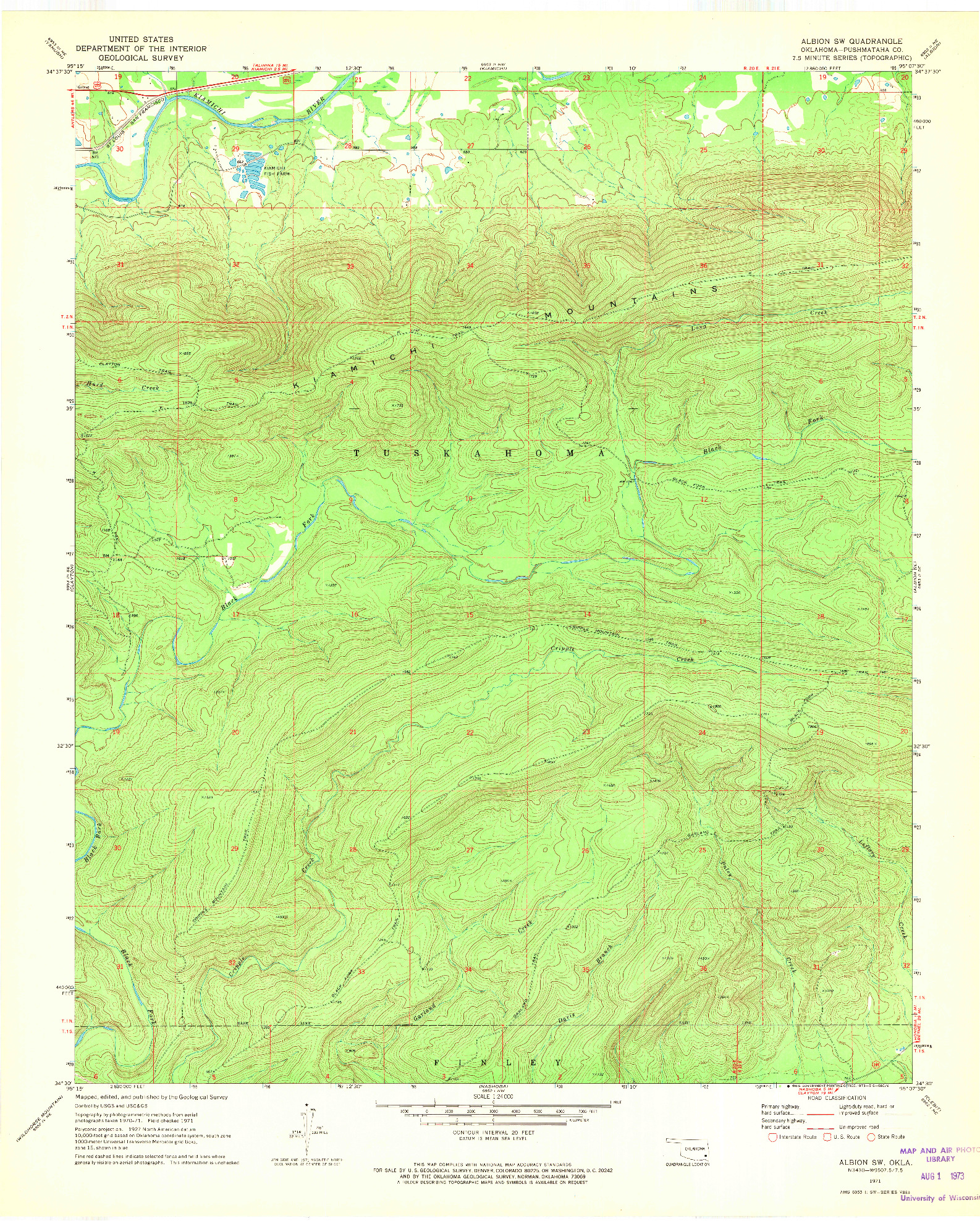 USGS 1:24000-SCALE QUADRANGLE FOR ALBION SW, OK 1971