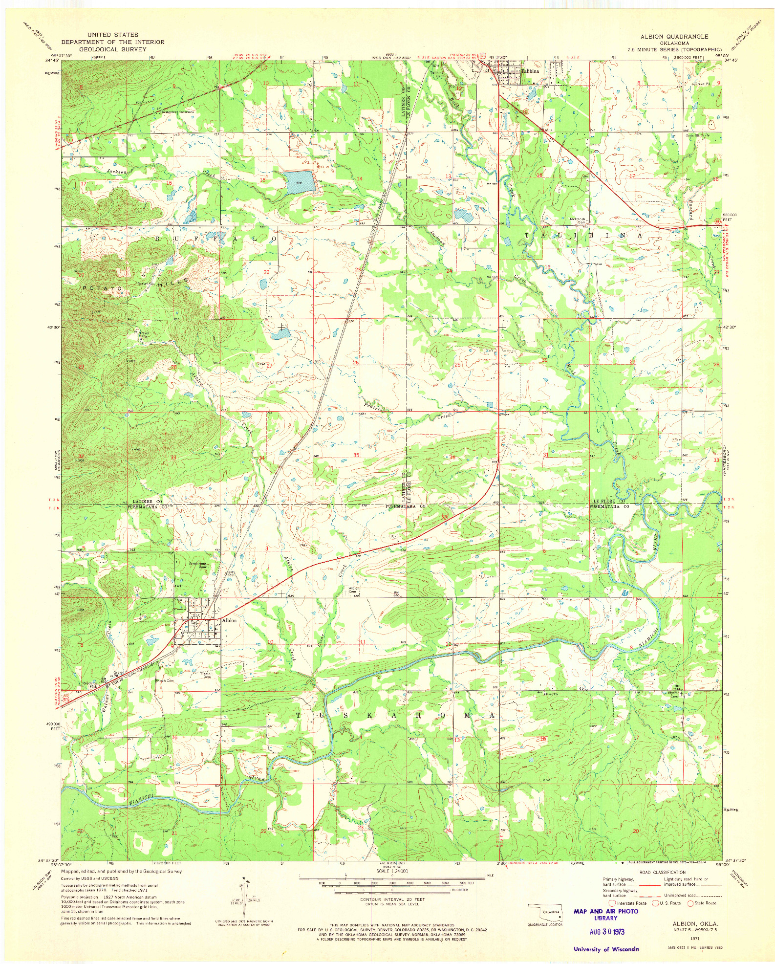 USGS 1:24000-SCALE QUADRANGLE FOR ALBION, OK 1971