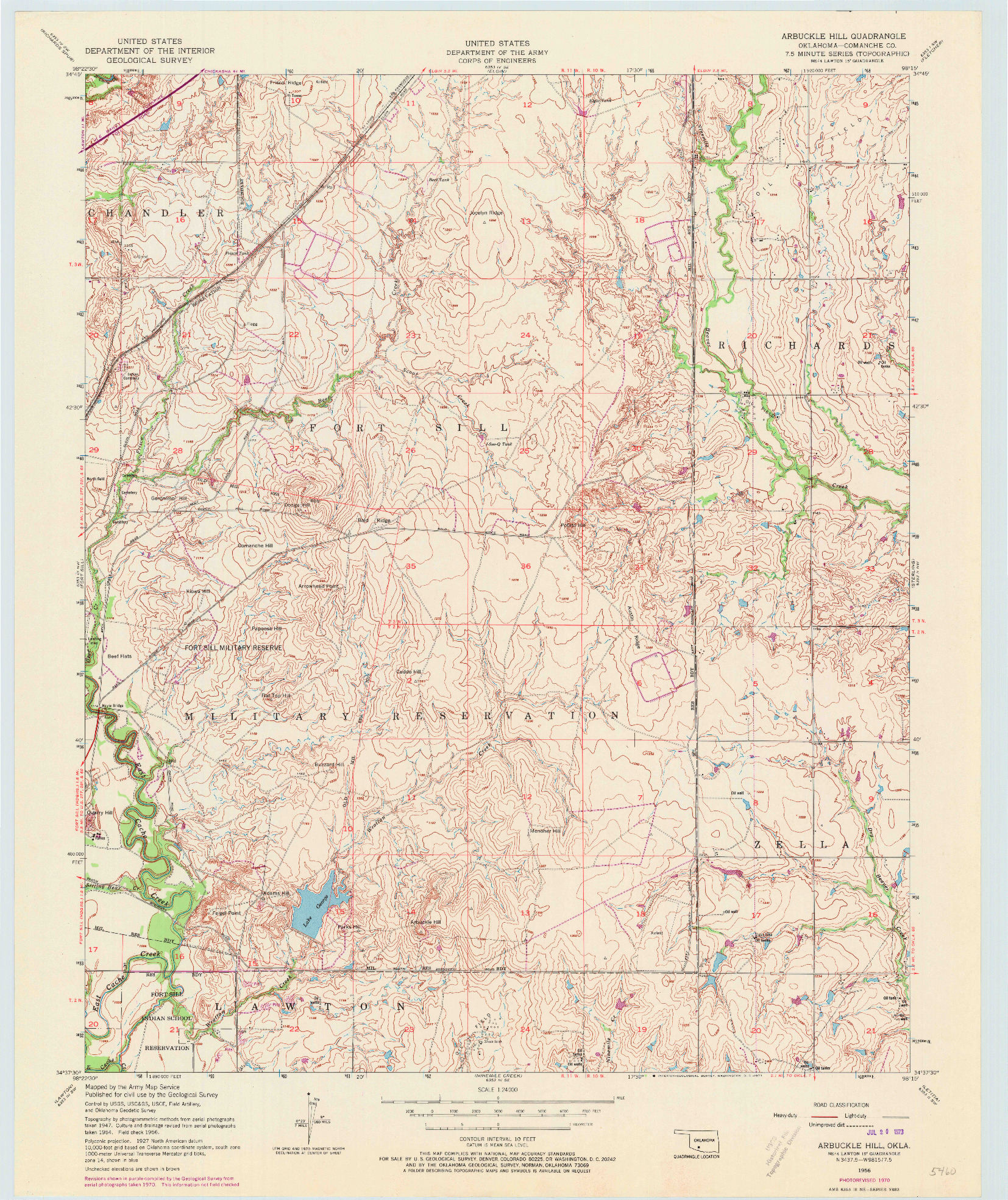 USGS 1:24000-SCALE QUADRANGLE FOR ARBUCKLE HILL, OK 1956