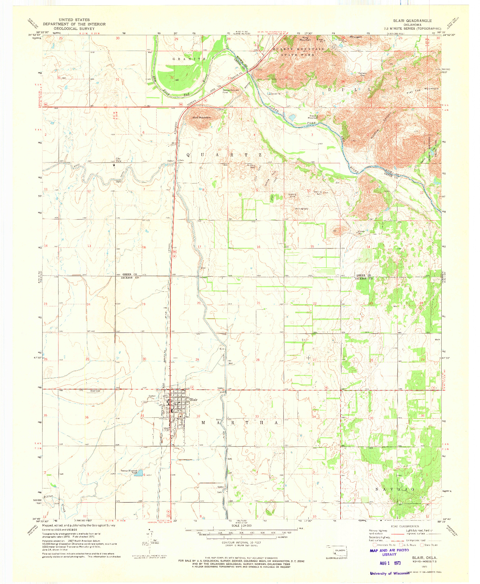USGS 1:24000-SCALE QUADRANGLE FOR BLAIR, OK 1971