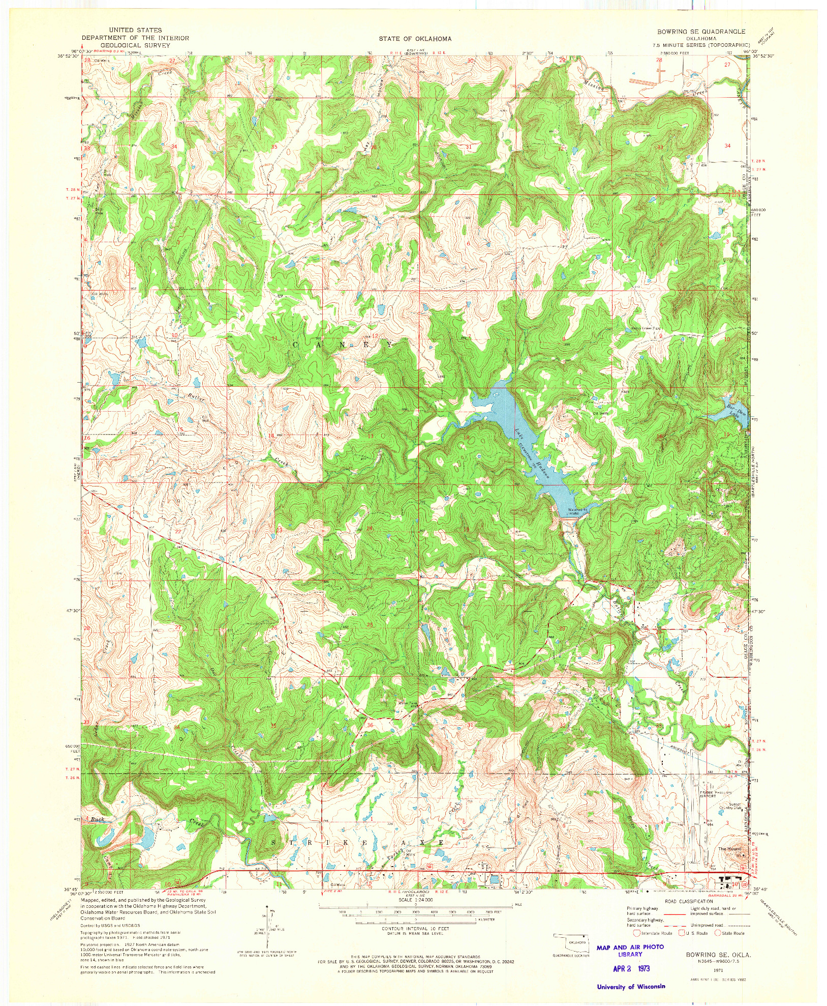 USGS 1:24000-SCALE QUADRANGLE FOR BOWRING SE, OK 1971