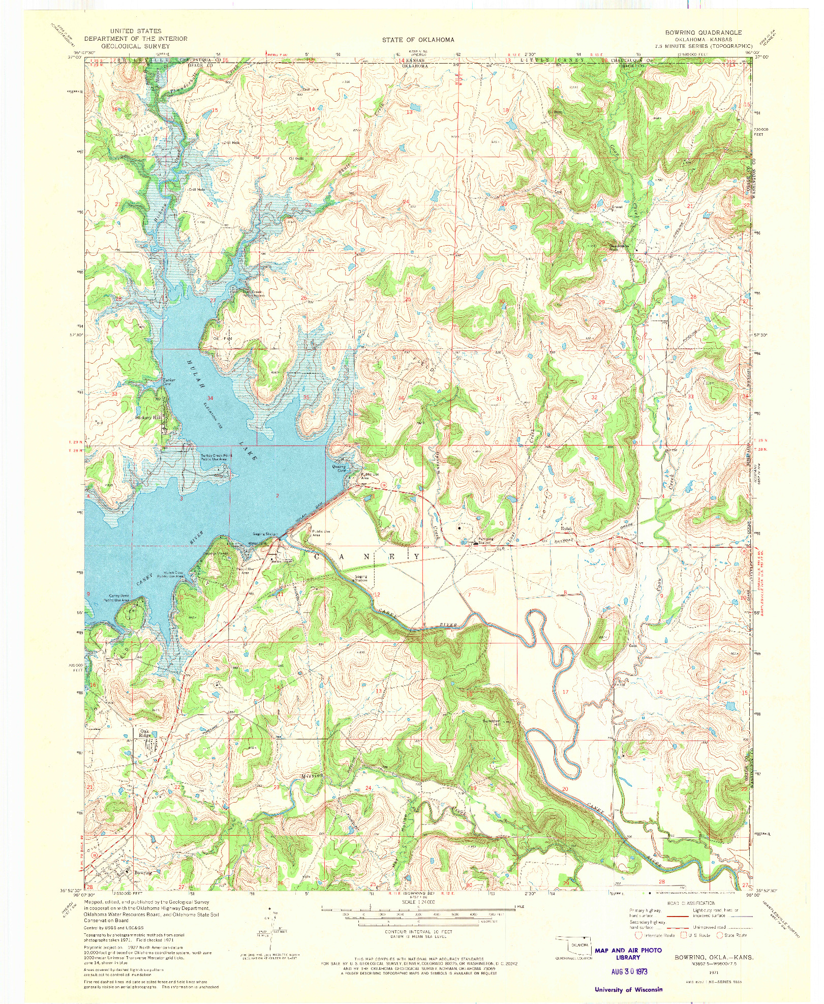 USGS 1:24000-SCALE QUADRANGLE FOR BOWRING, OK 1971