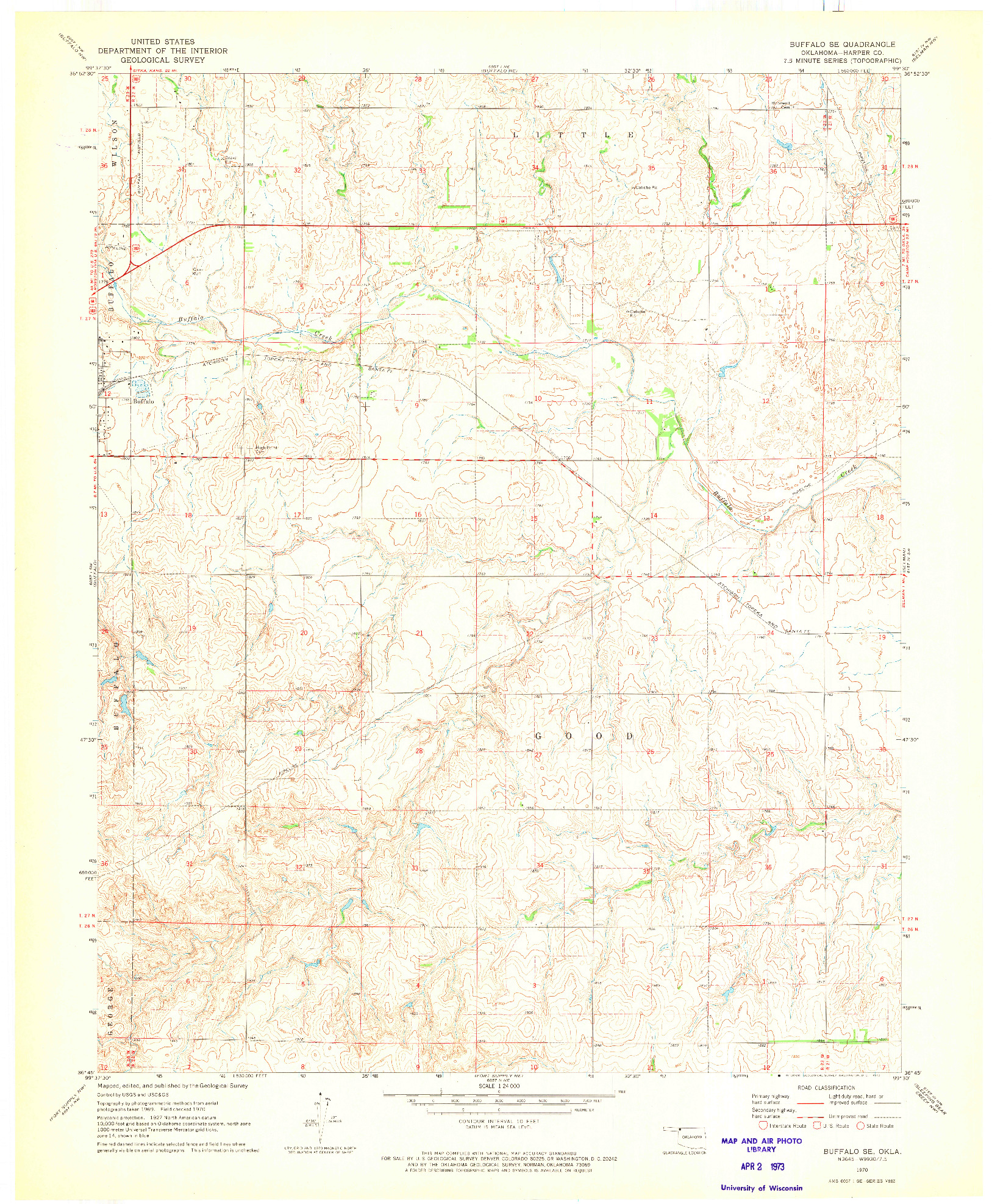 USGS 1:24000-SCALE QUADRANGLE FOR BUFFALO SE, OK 1970