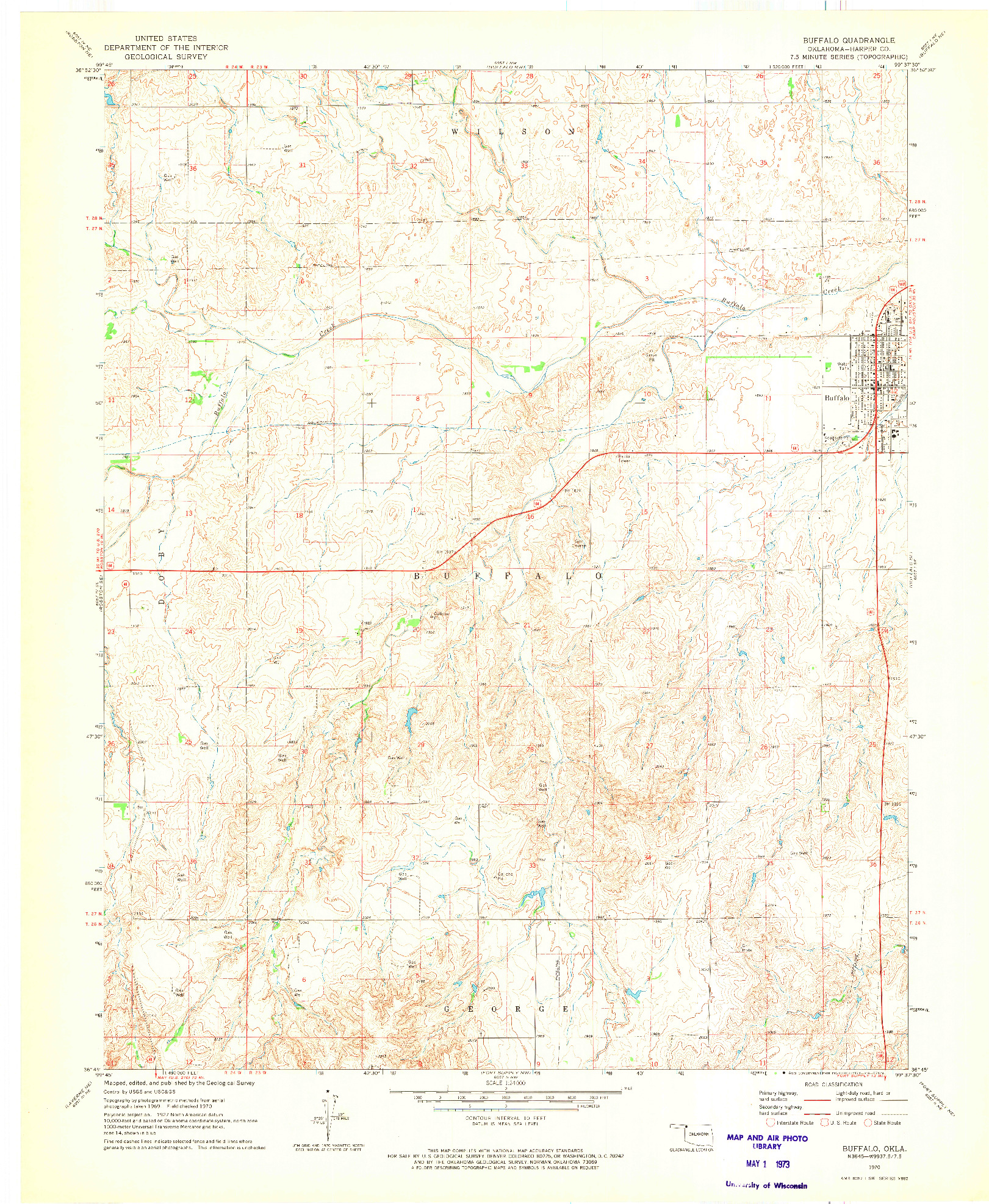 USGS 1:24000-SCALE QUADRANGLE FOR BUFFALO, OK 1970