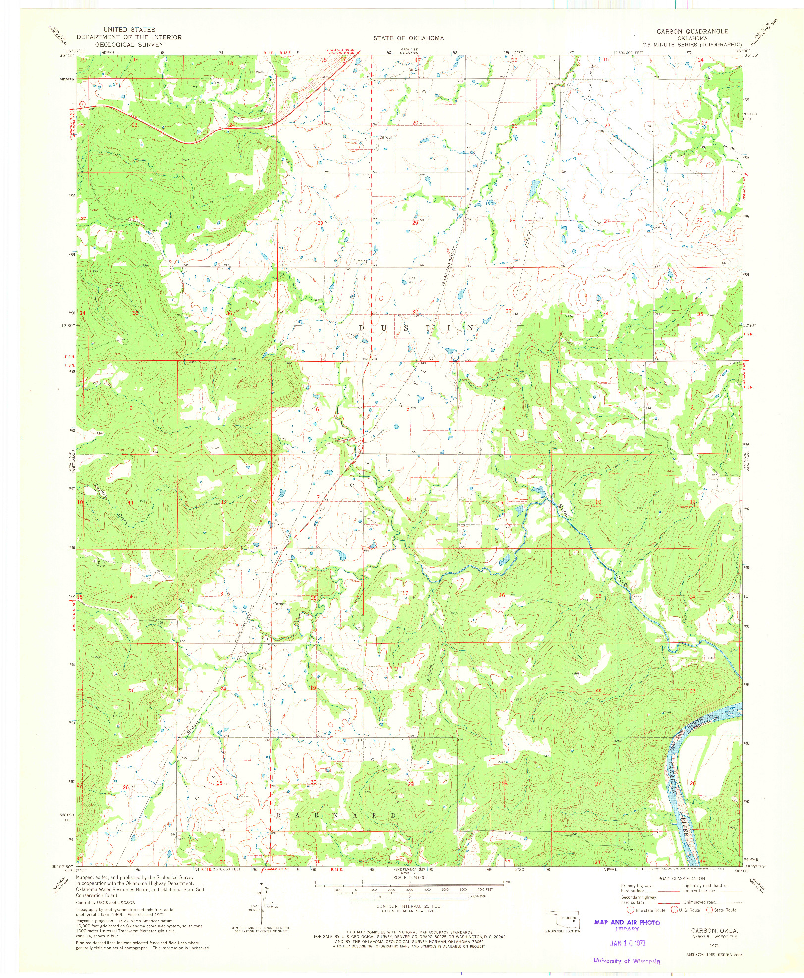 USGS 1:24000-SCALE QUADRANGLE FOR CARSON, OK 1971