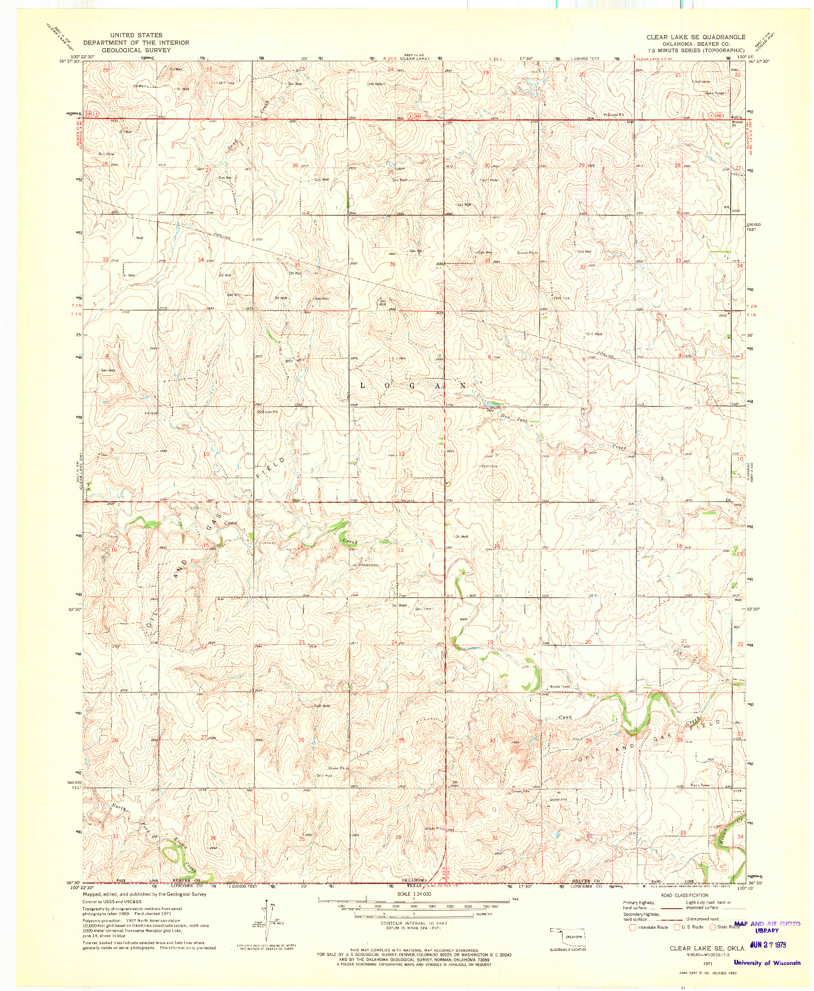 USGS 1:24000-SCALE QUADRANGLE FOR CLEAR LAKE SE, OK 1971