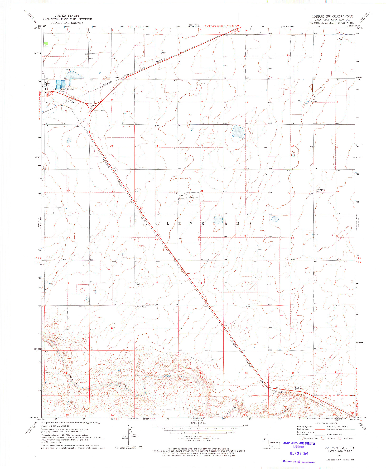 USGS 1:24000-SCALE QUADRANGLE FOR CONRAD NW, OK 1971