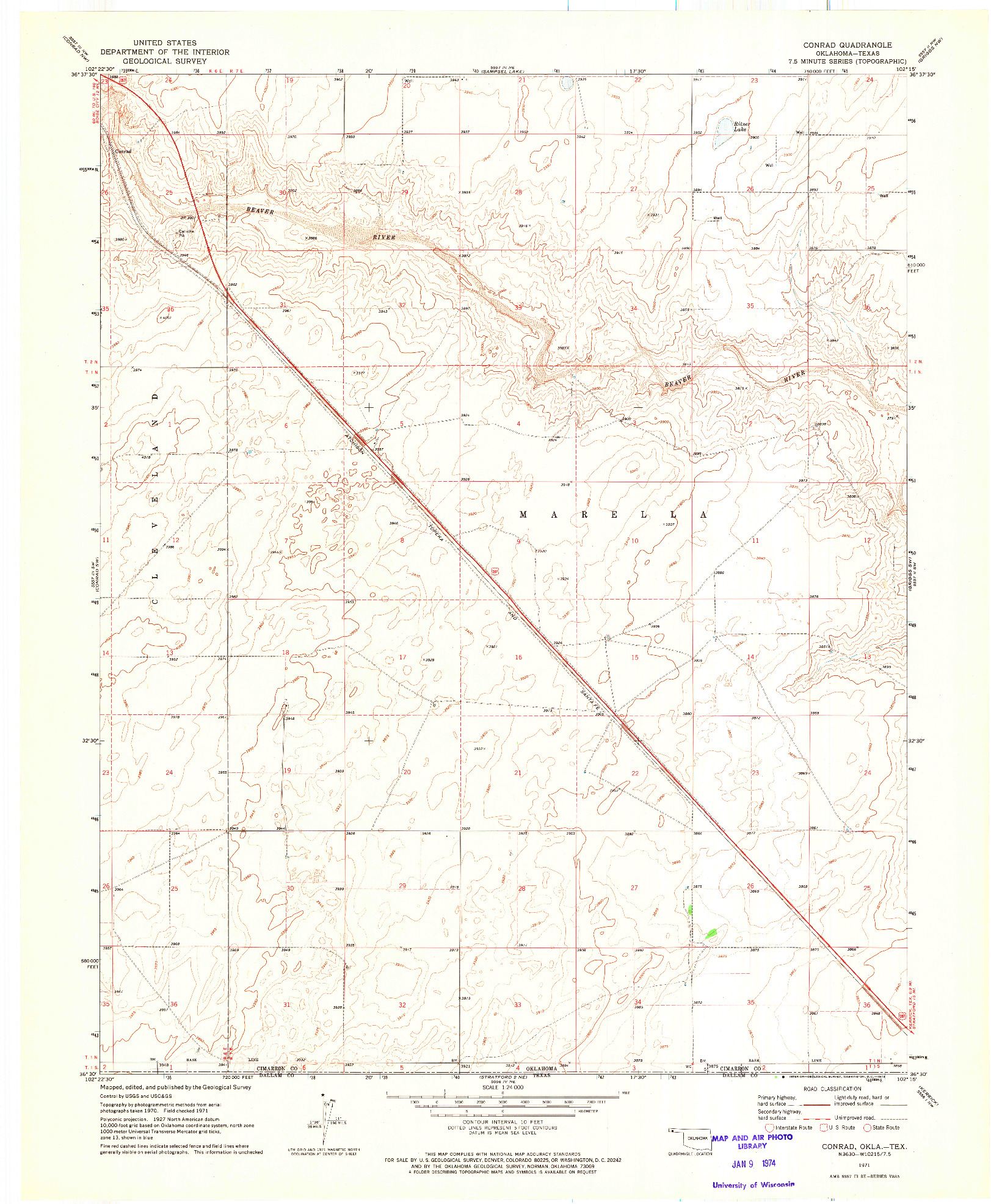 USGS 1:24000-SCALE QUADRANGLE FOR CONRAD, OK 1971