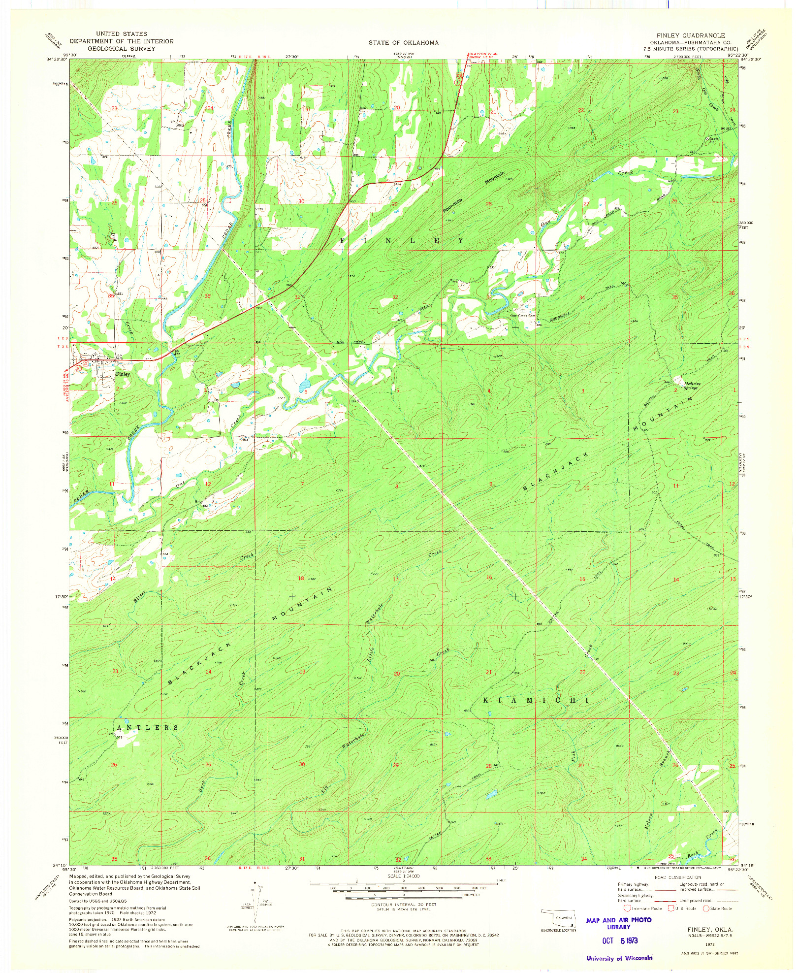 USGS 1:24000-SCALE QUADRANGLE FOR FINLEY, OK 1972