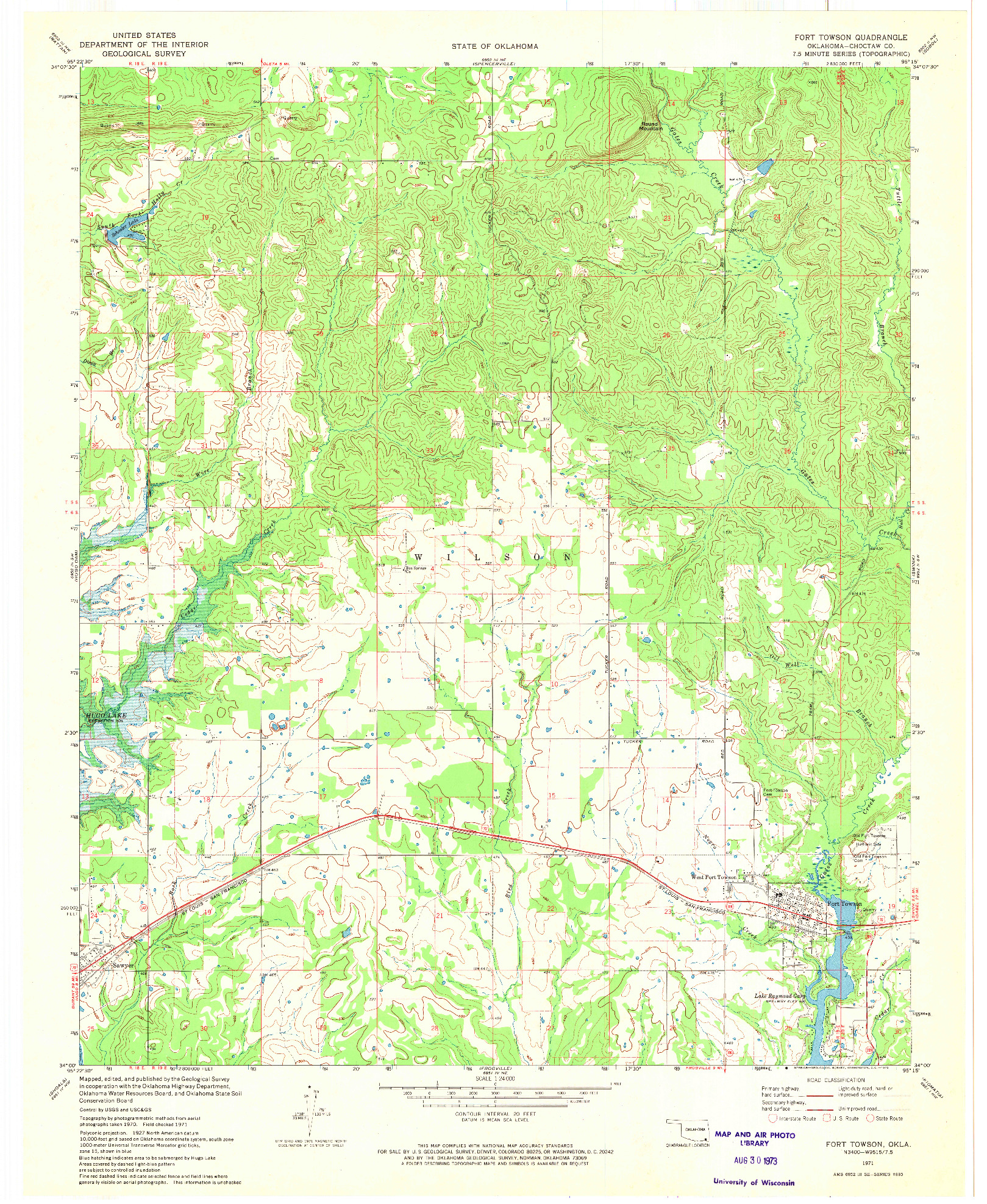 USGS 1:24000-SCALE QUADRANGLE FOR FORT TOWSON, OK 1971