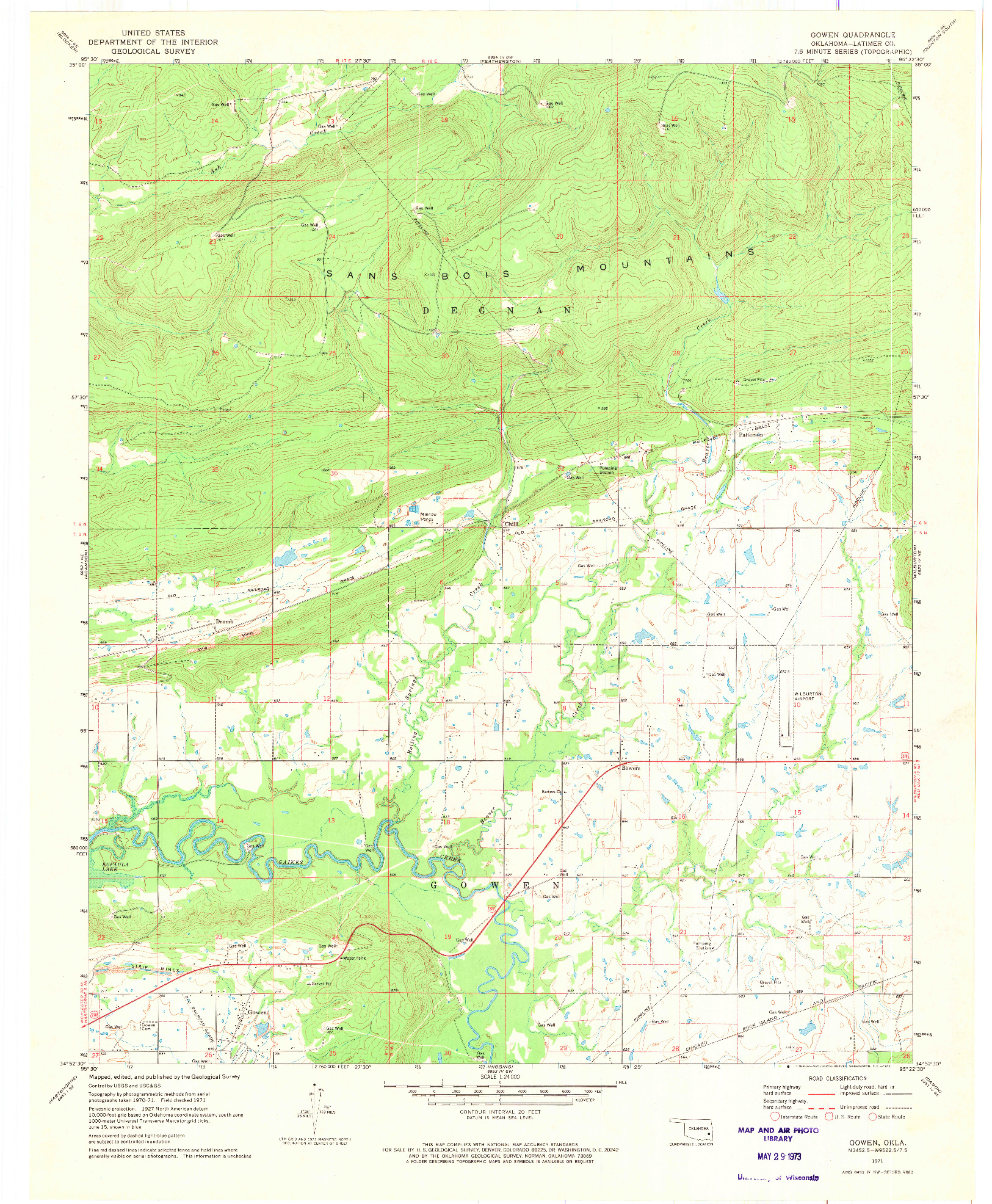 USGS 1:24000-SCALE QUADRANGLE FOR GOWEN, OK 1971