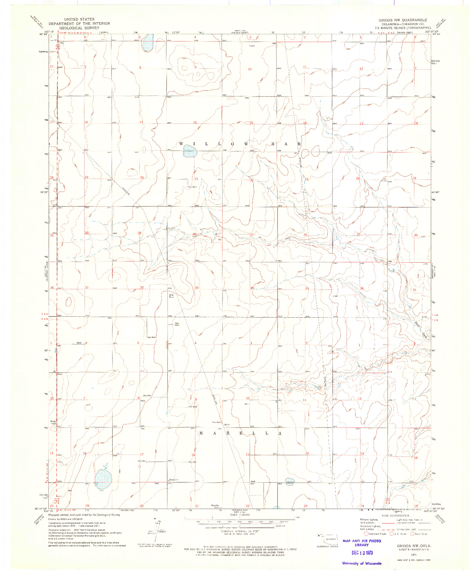 USGS 1:24000-SCALE QUADRANGLE FOR GRIGGS NW, OK 1971