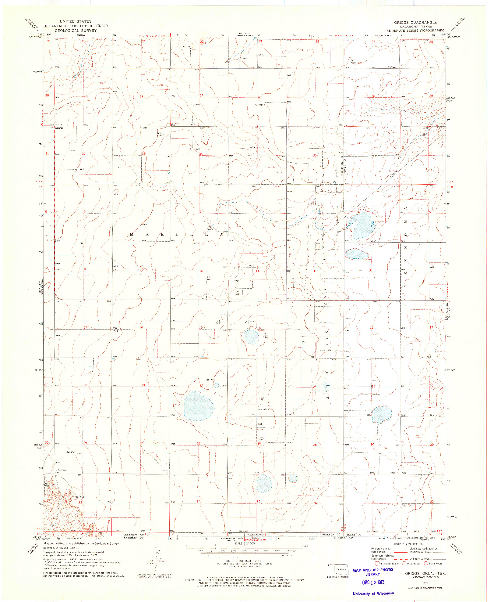 USGS 1:24000-SCALE QUADRANGLE FOR GRIGGS, OK 1971