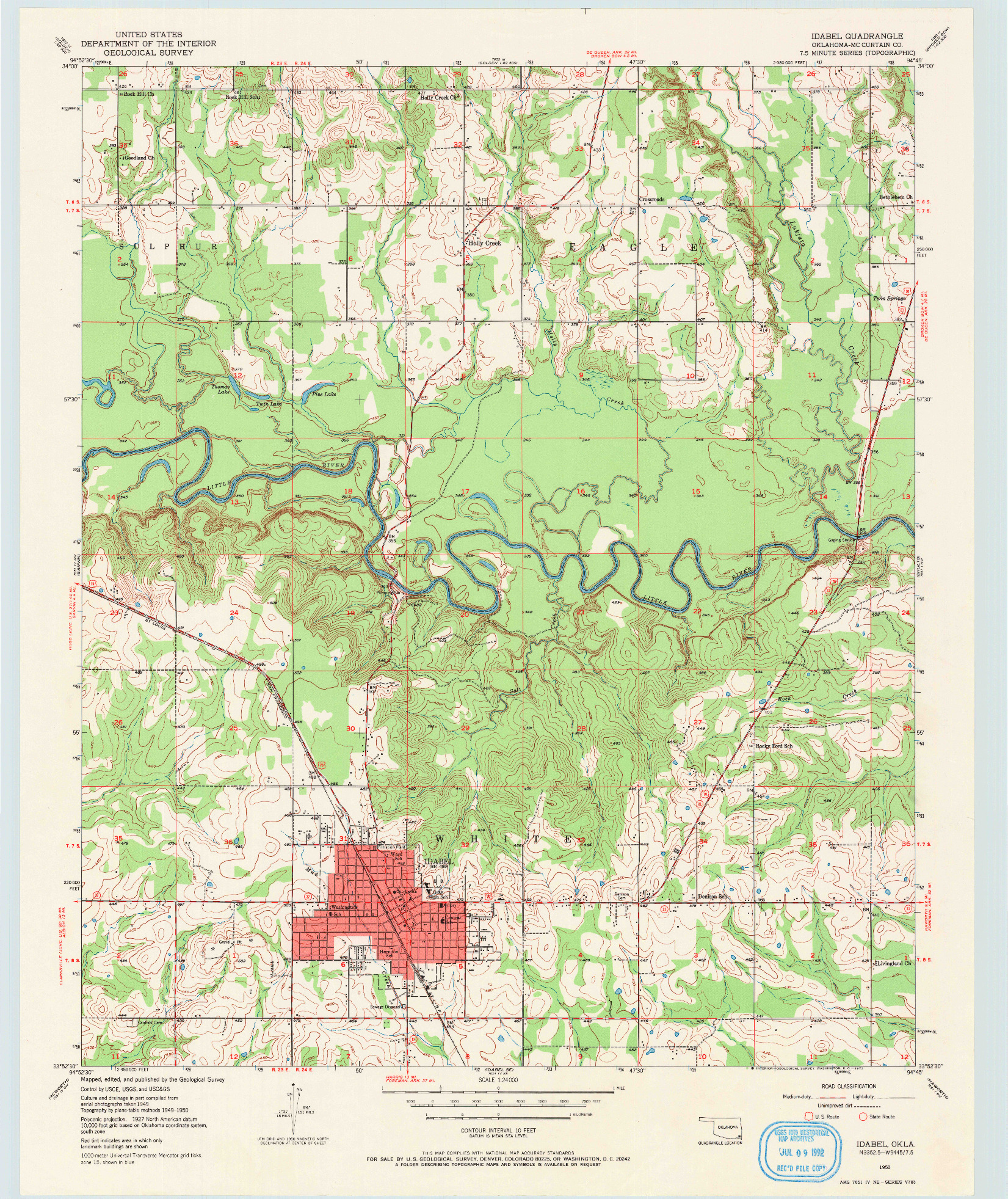 USGS 1:24000-SCALE QUADRANGLE FOR IDABEL, OK 1950