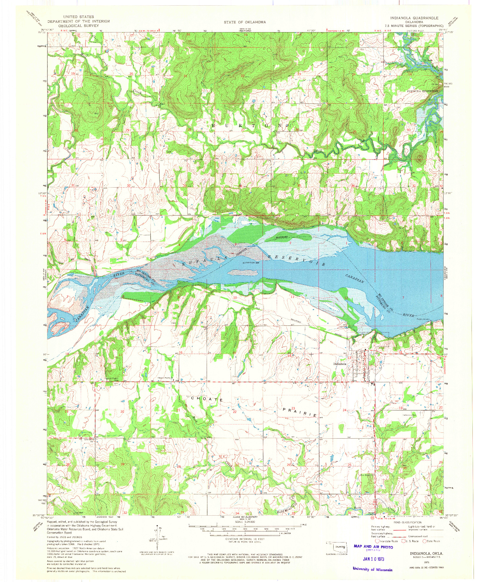 USGS 1:24000-SCALE QUADRANGLE FOR INDIANOLA, OK 1971