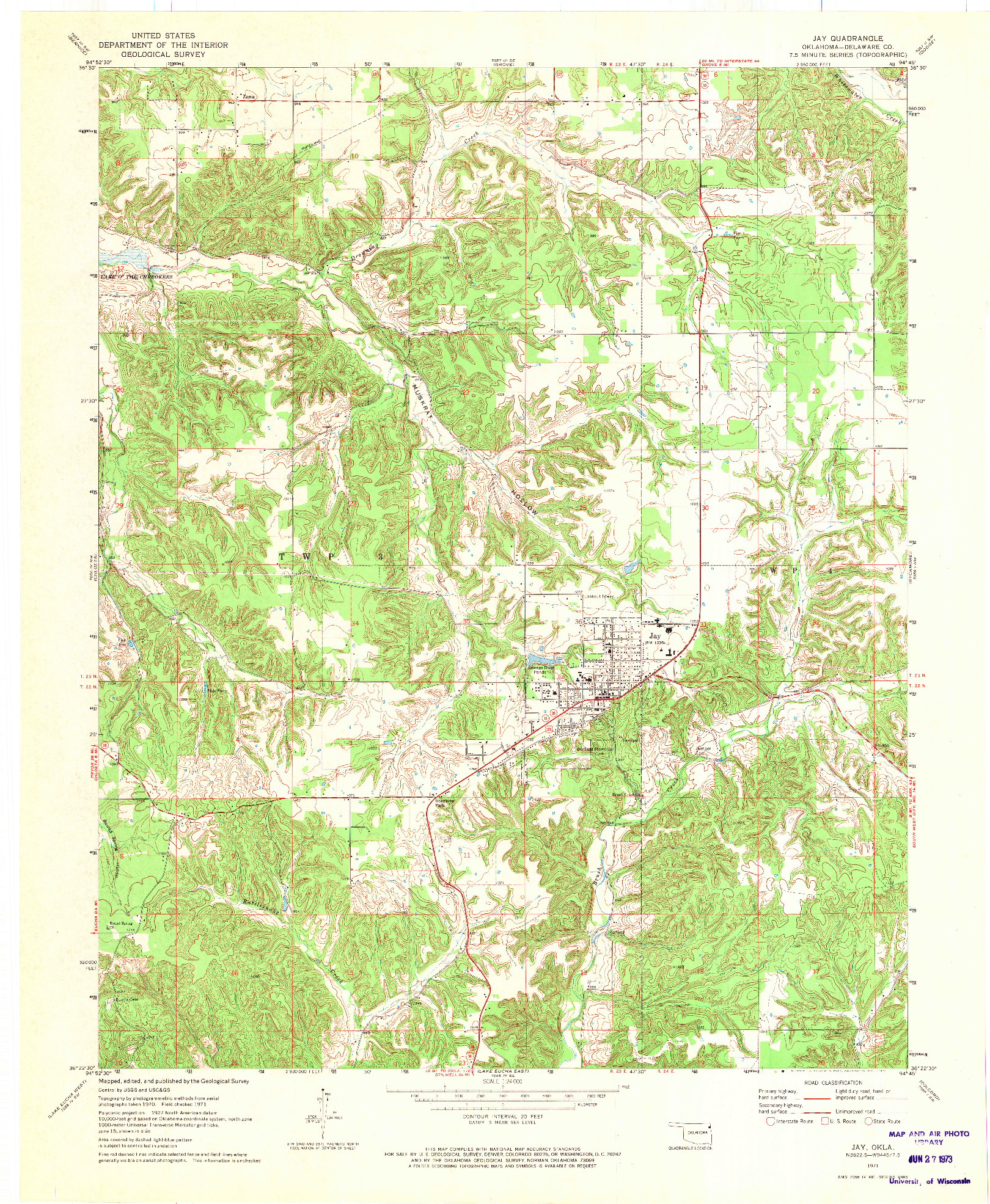 USGS 1:24000-SCALE QUADRANGLE FOR JAY, OK 1971