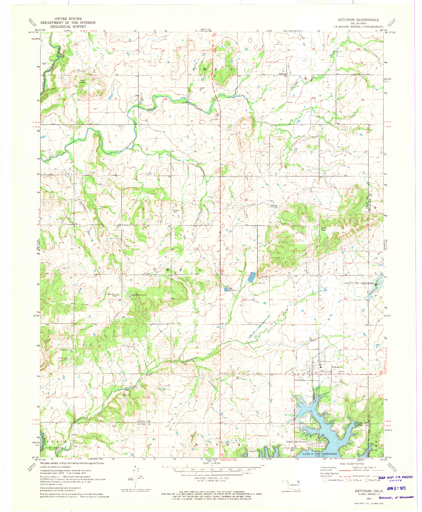 USGS 1:24000-SCALE QUADRANGLE FOR KETCHUM, OK 1971