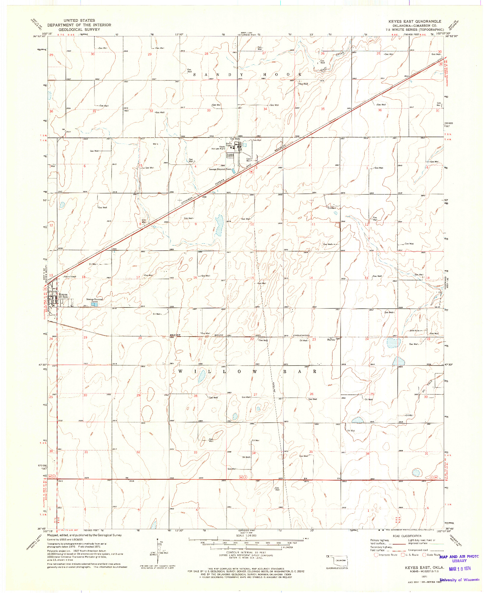 USGS 1:24000-SCALE QUADRANGLE FOR KEYES EAST, OK 1971
