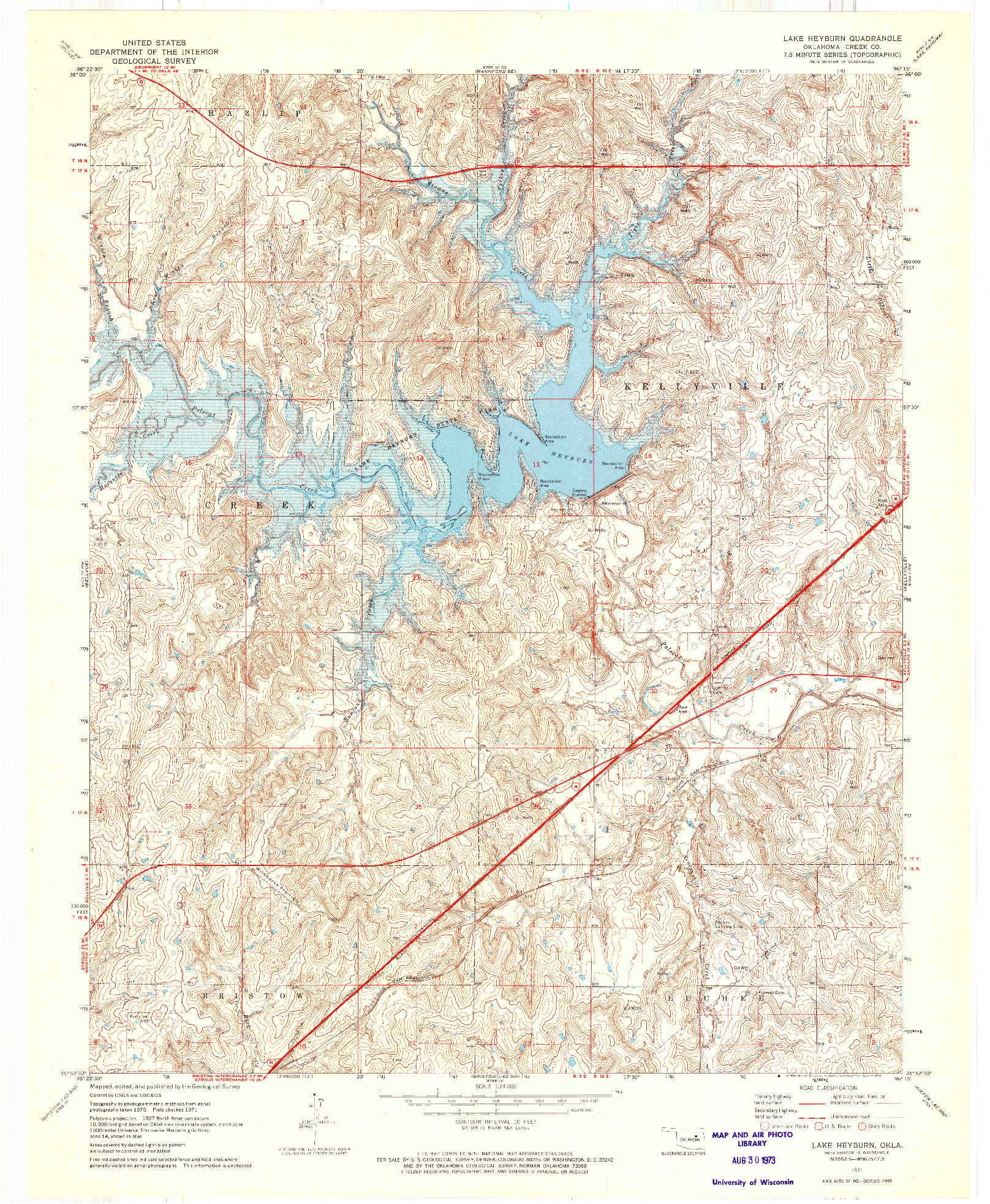 USGS 1:24000-SCALE QUADRANGLE FOR LAKE HEYBURN, OK 1971