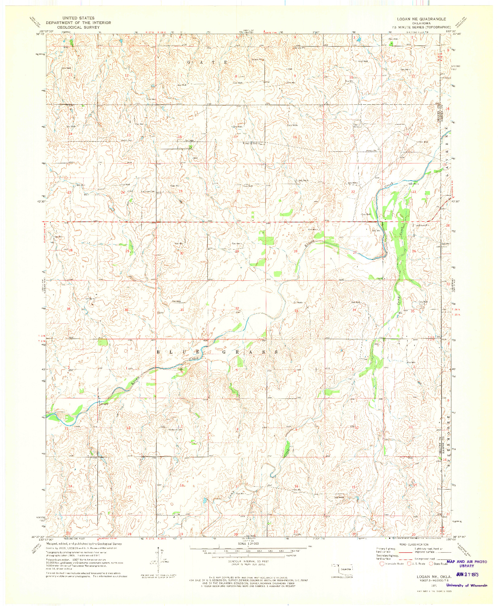 USGS 1:24000-SCALE QUADRANGLE FOR LOGAN NE, OK 1971