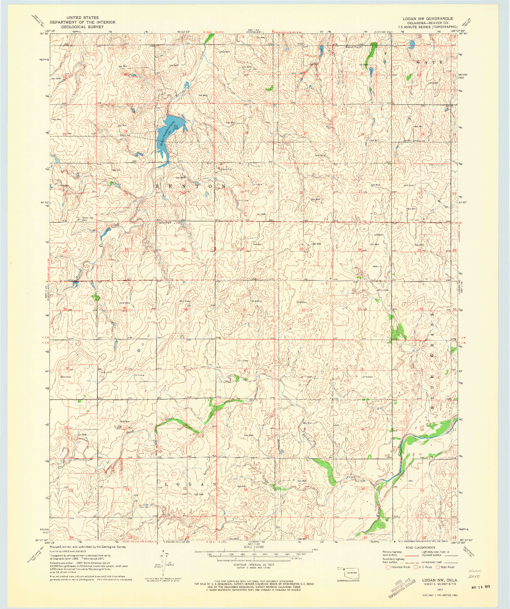 USGS 1:24000-SCALE QUADRANGLE FOR LOGAN NW, OK 1971