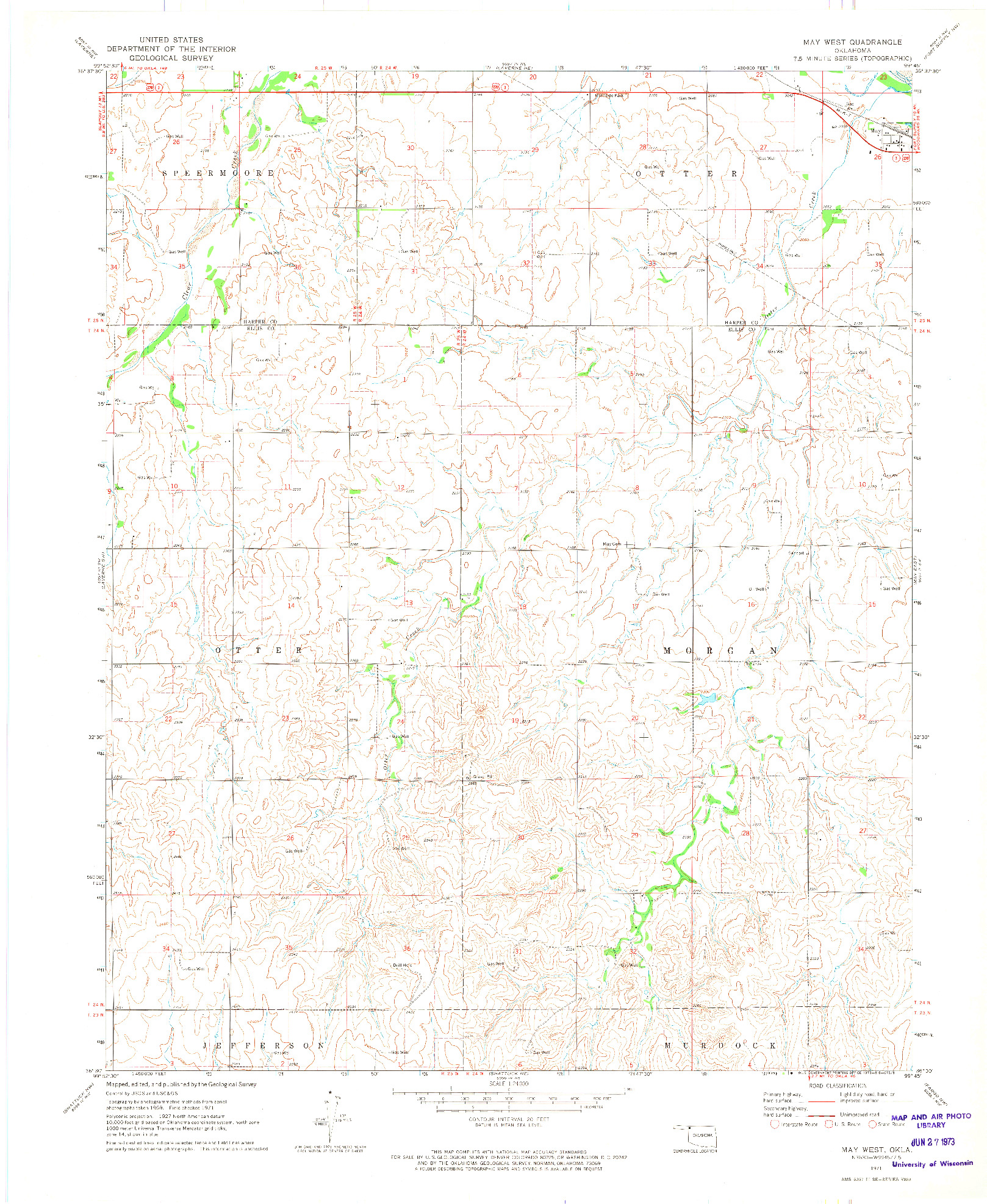 USGS 1:24000-SCALE QUADRANGLE FOR MAY WEST, OK 1971