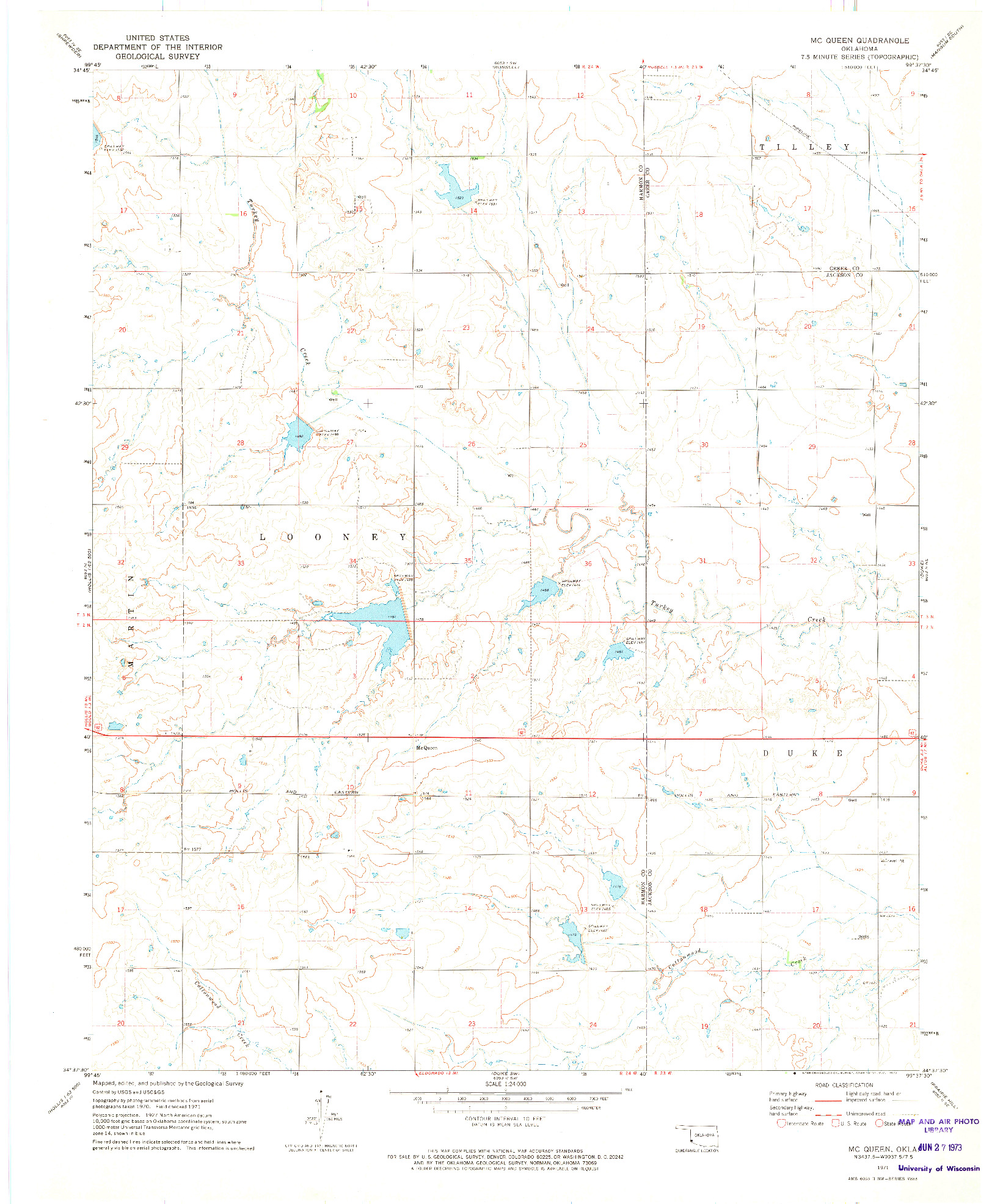 USGS 1:24000-SCALE QUADRANGLE FOR MC QUEEN, OK 1971