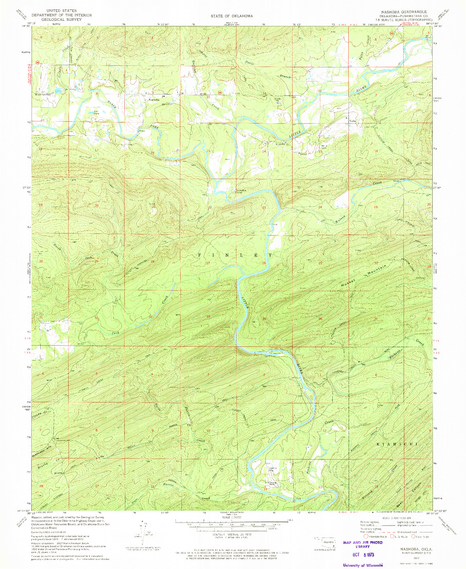 USGS 1:24000-SCALE QUADRANGLE FOR NASHOBA, OK 1972