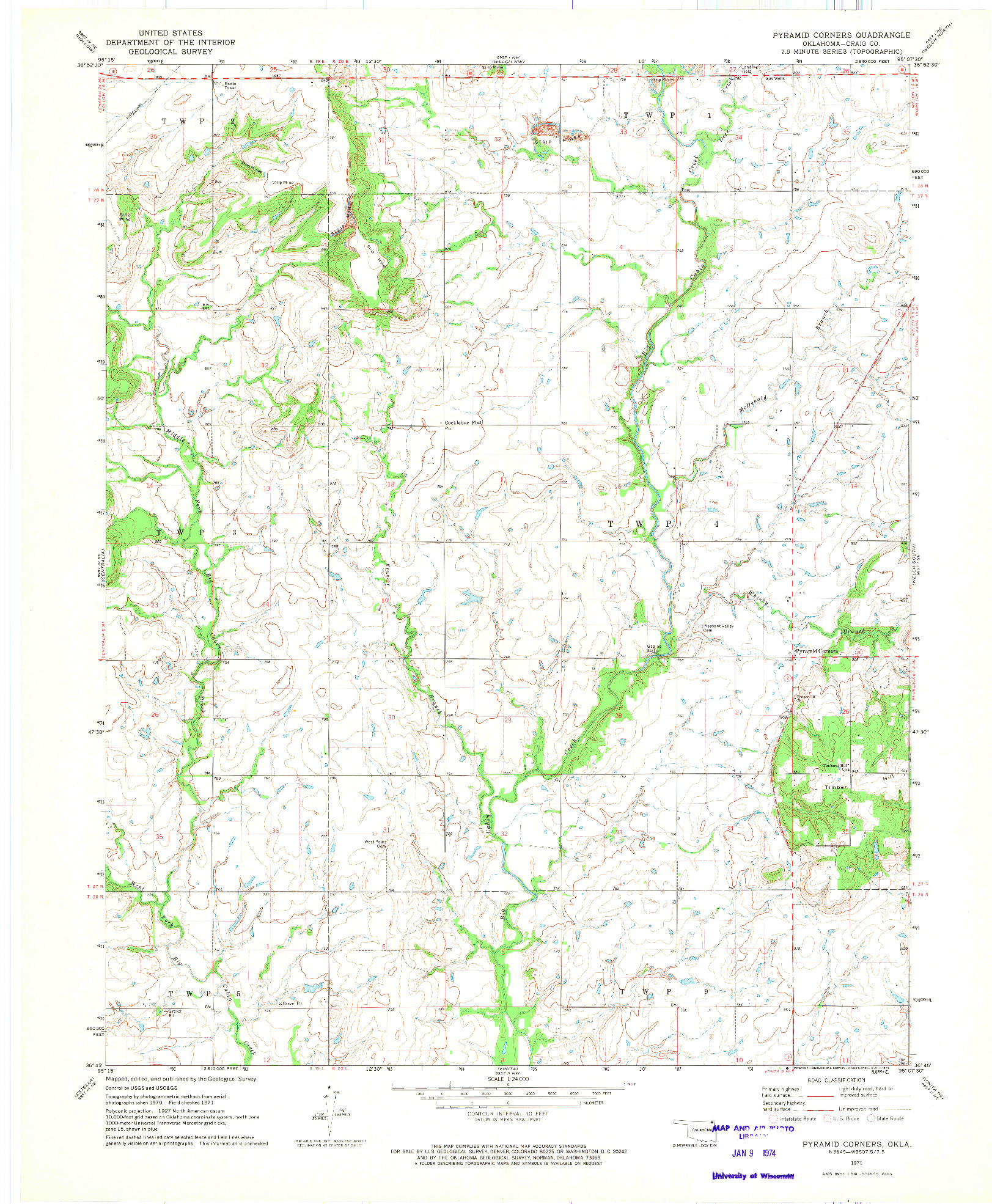 USGS 1:24000-SCALE QUADRANGLE FOR PYRAMID CORNERS, OK 1971